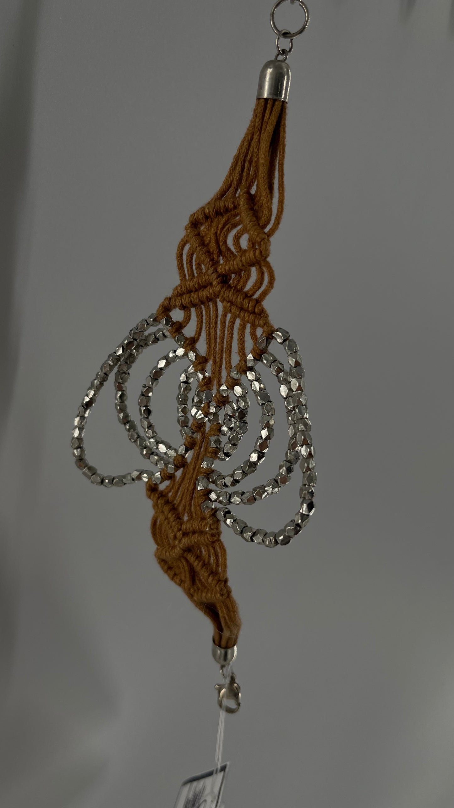 Free People Macrame Bracelet with Silver Metal Butterfly
