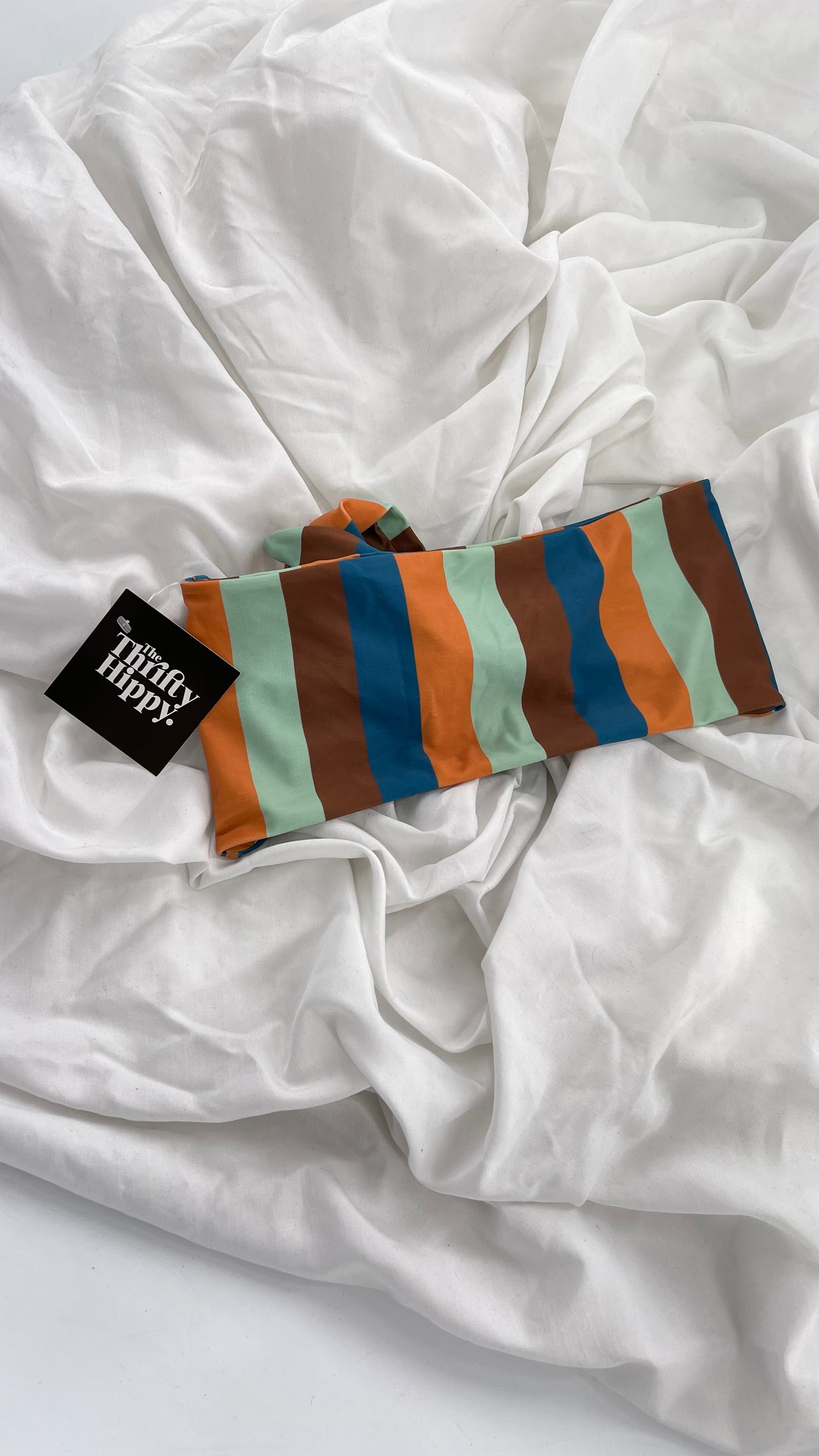 GILLIA swim Striped Bandeau Swim Top (Small)