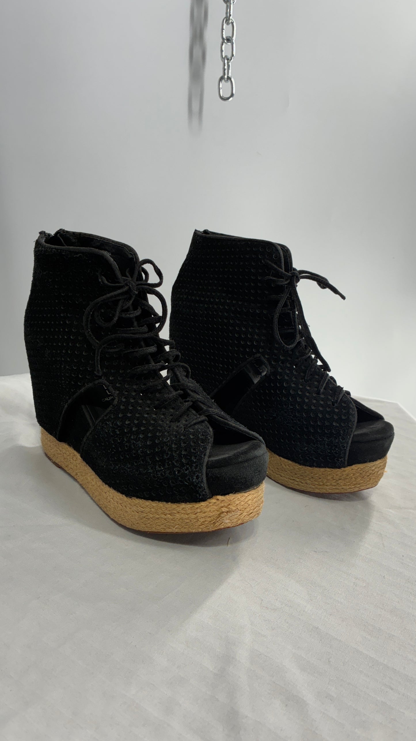 Havana Jeffrey Campbell Exaggerated Wedge Heel Black Suede Platform (7)
