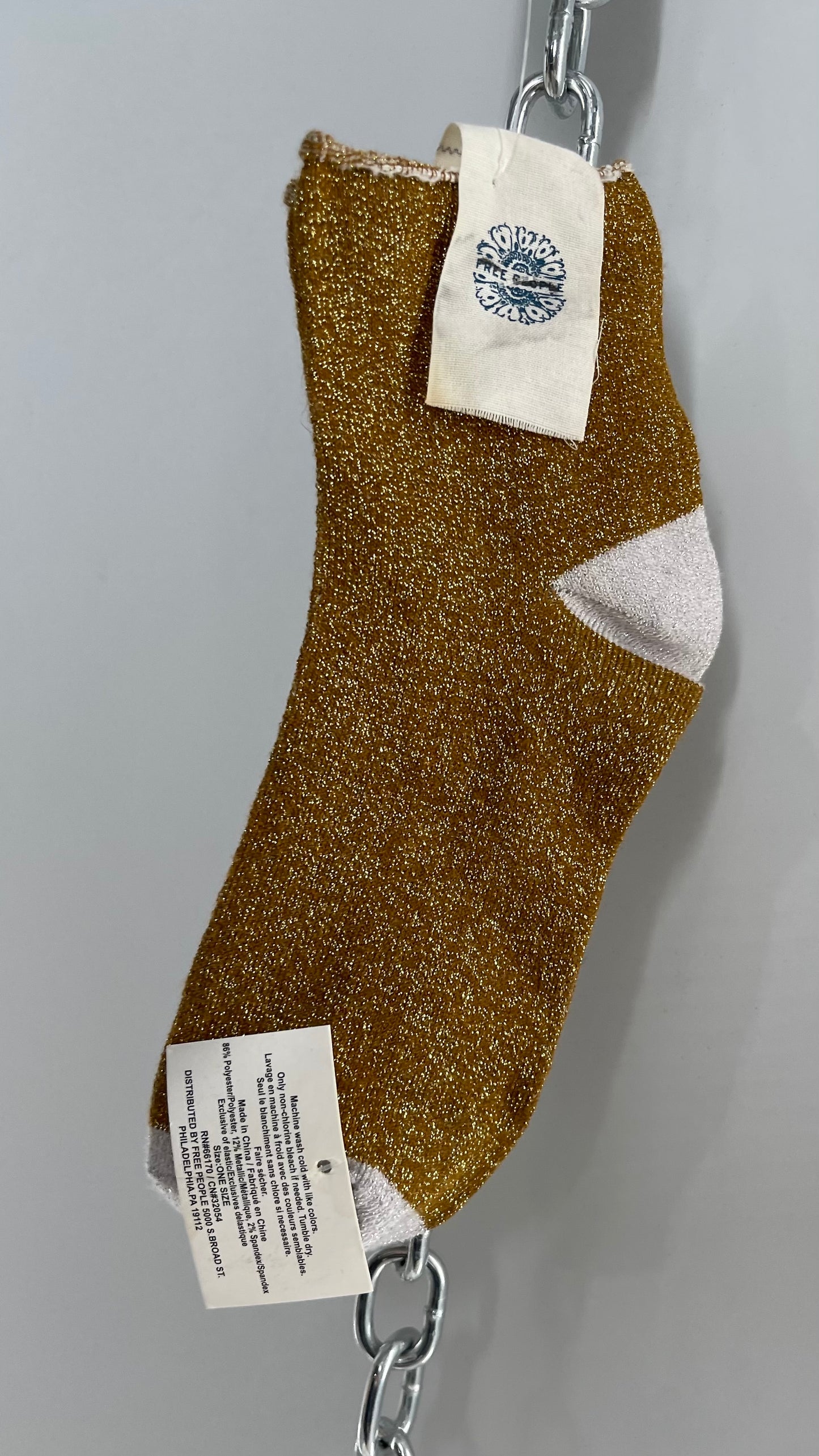 Free People Gold and Tinsel Crew Sock