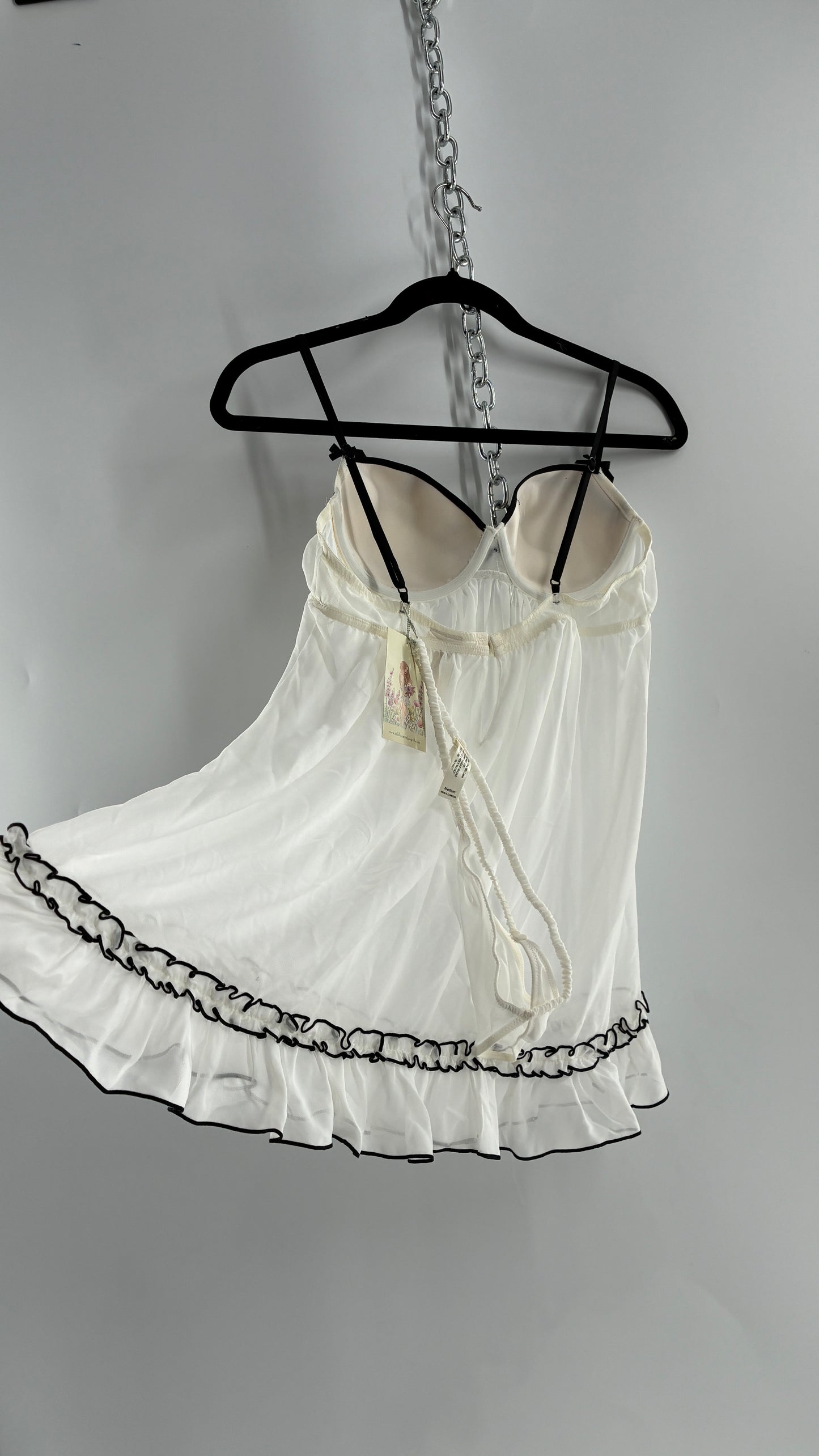 Deadstock Vintage In Bloom Babydoll Camisole and Thong Set with Tags (Medium)
