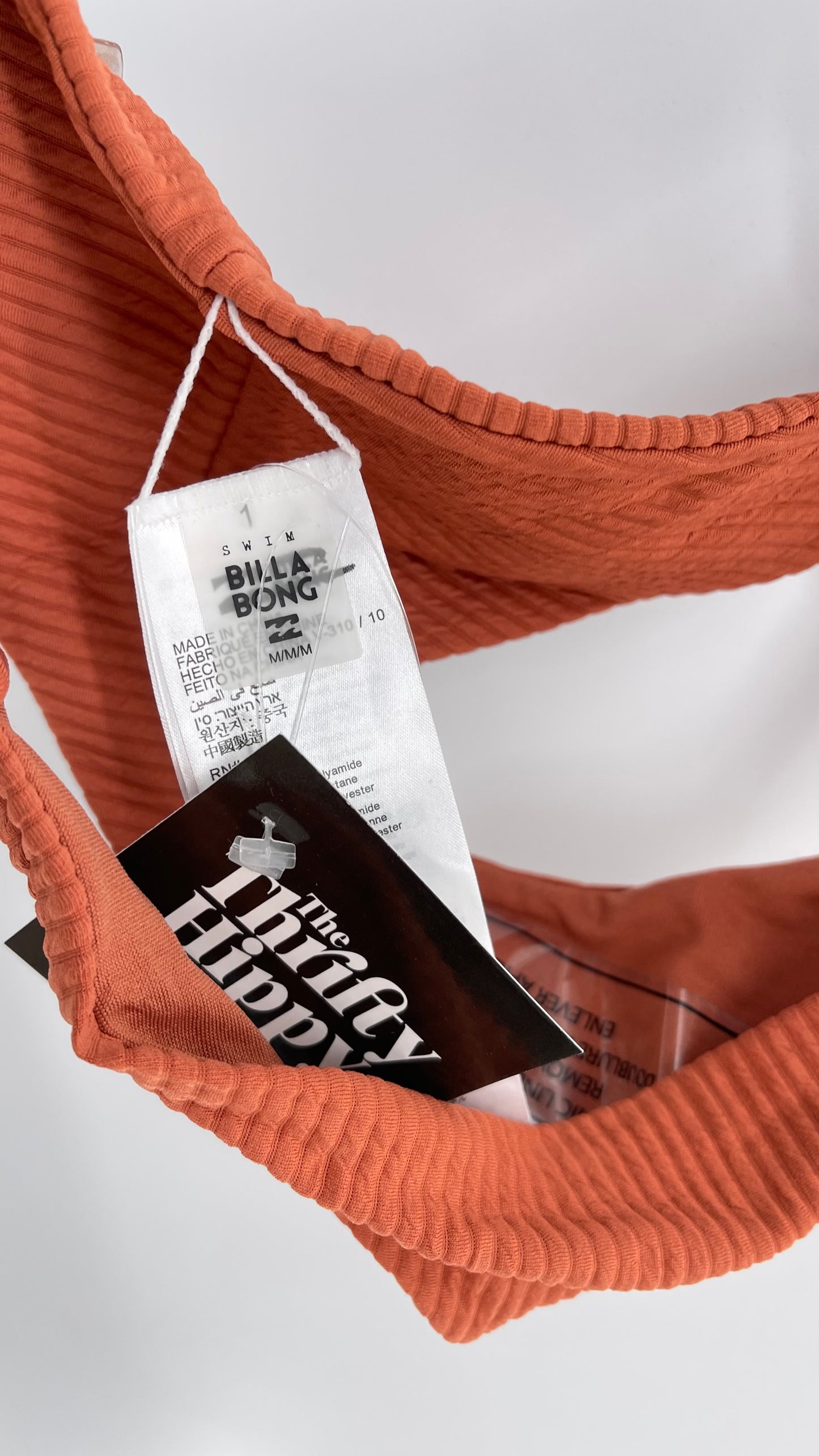 Billabong Cheeky Terracotta Orange Ribbed Swim Bottoms NWOT (Medium)