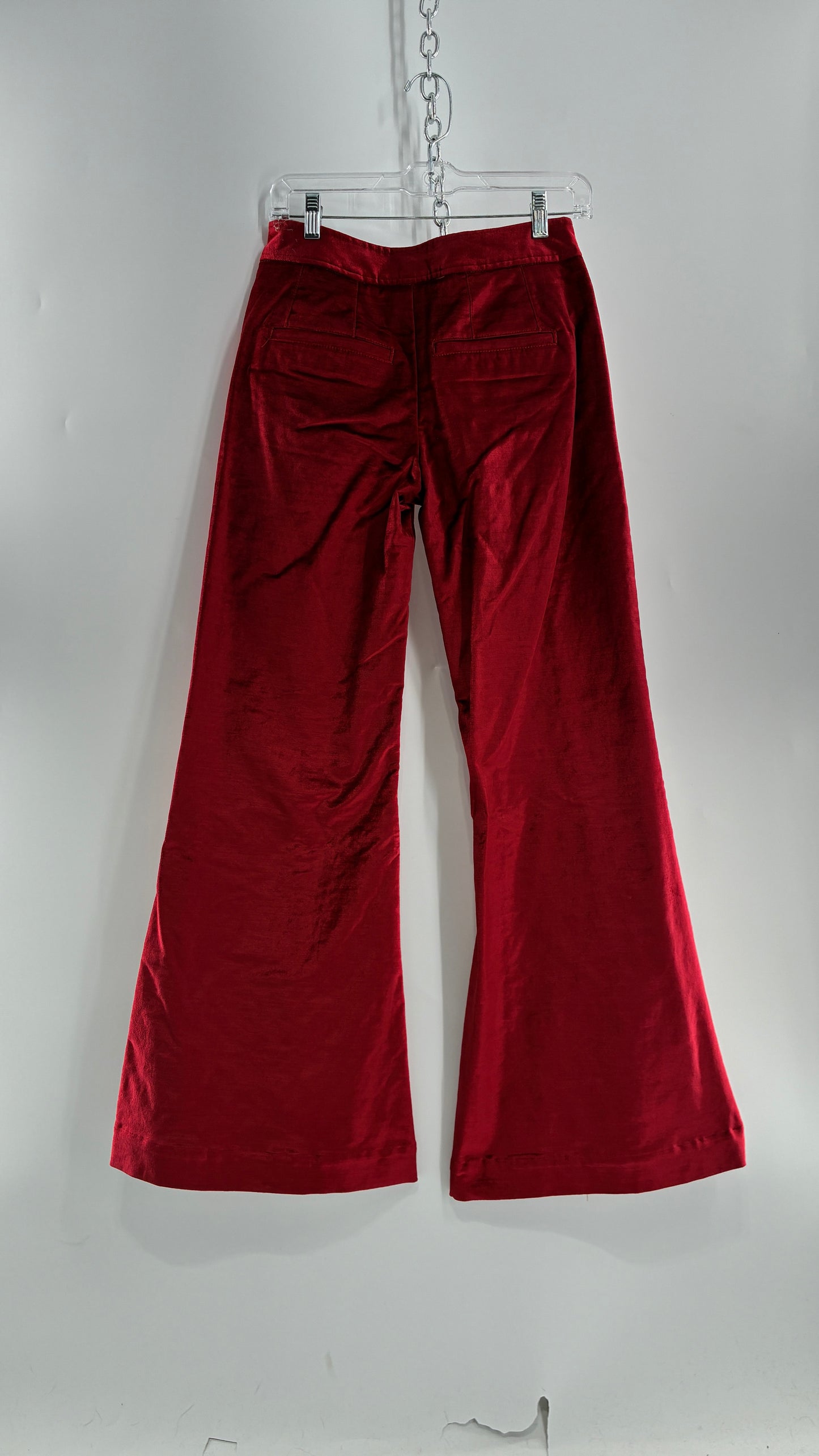 Free People Red Velvet Walk with You Kick Flare Hot Pants (2)