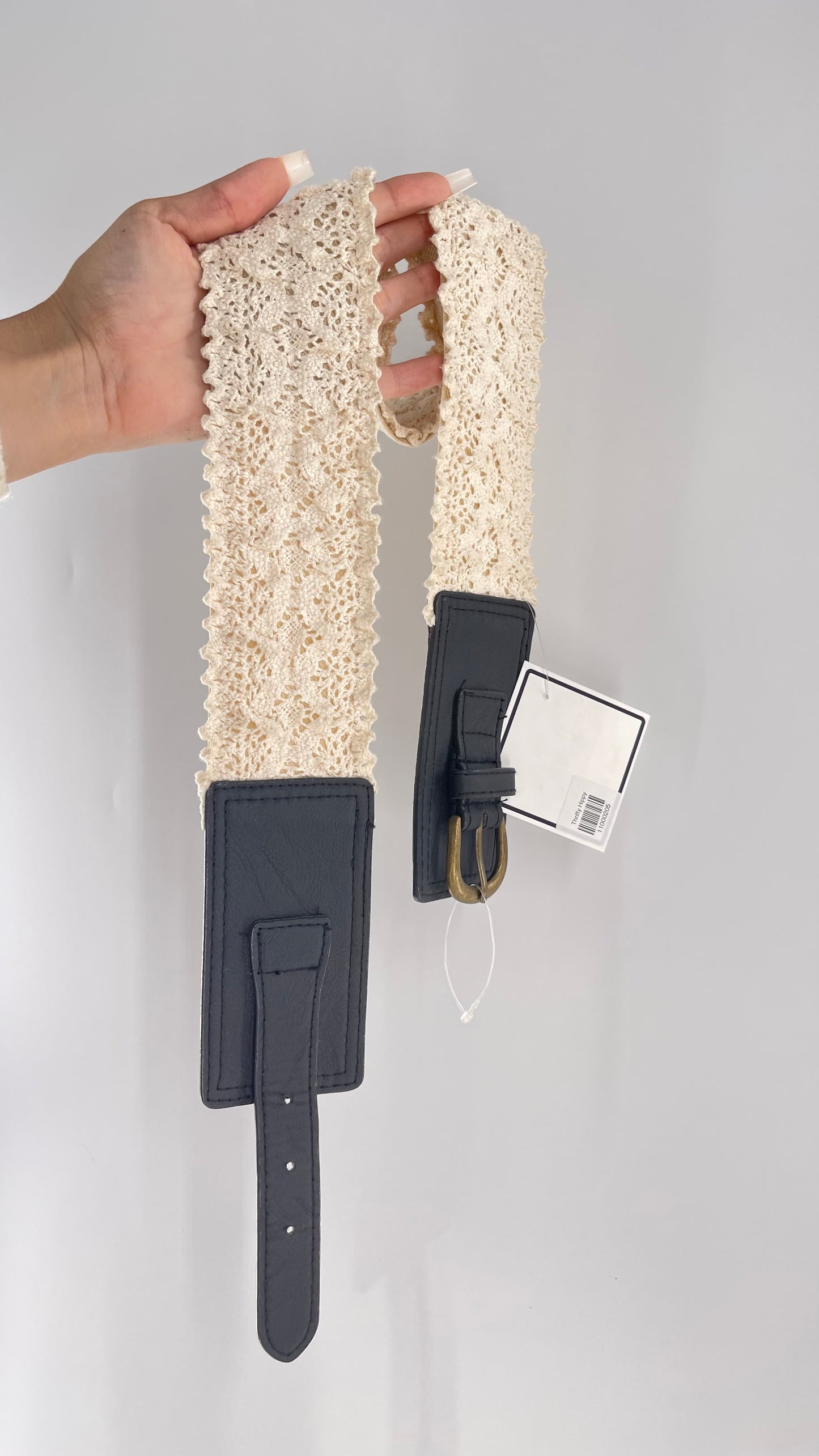 Free People Cream Color Lace Elastic Belt Size S/M