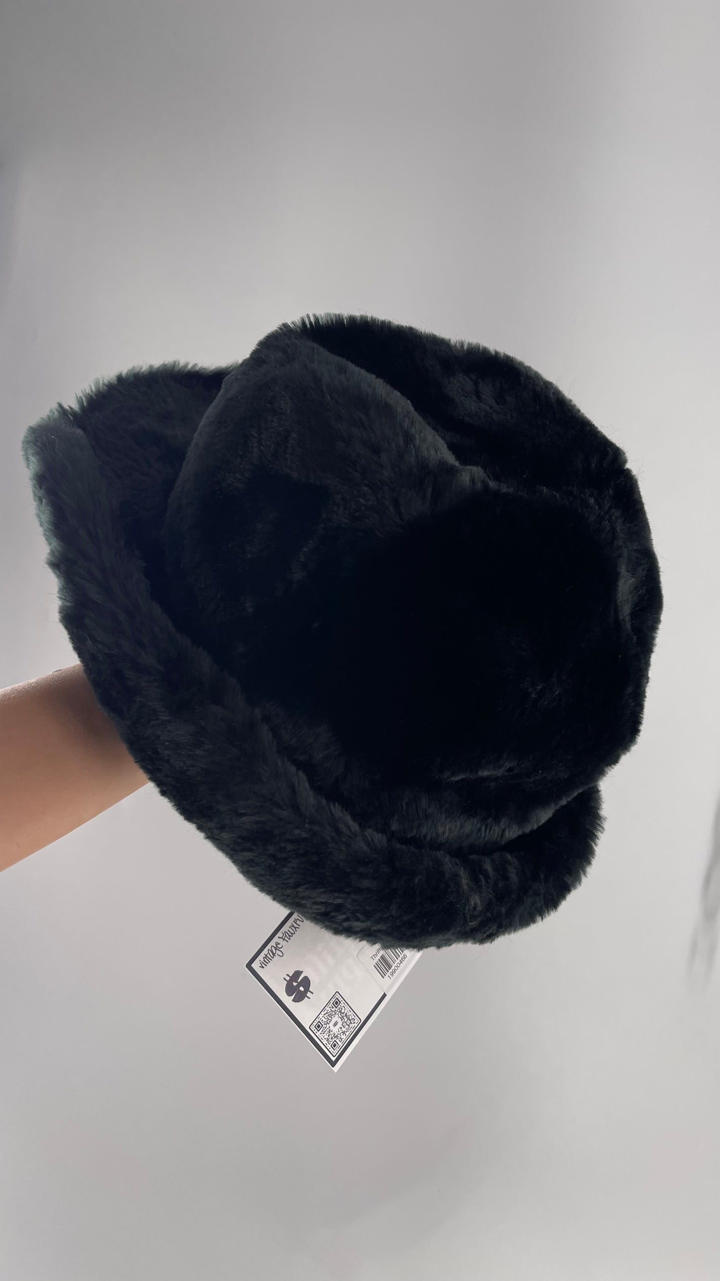 Vintage Black Faux Fur Bucket Hat