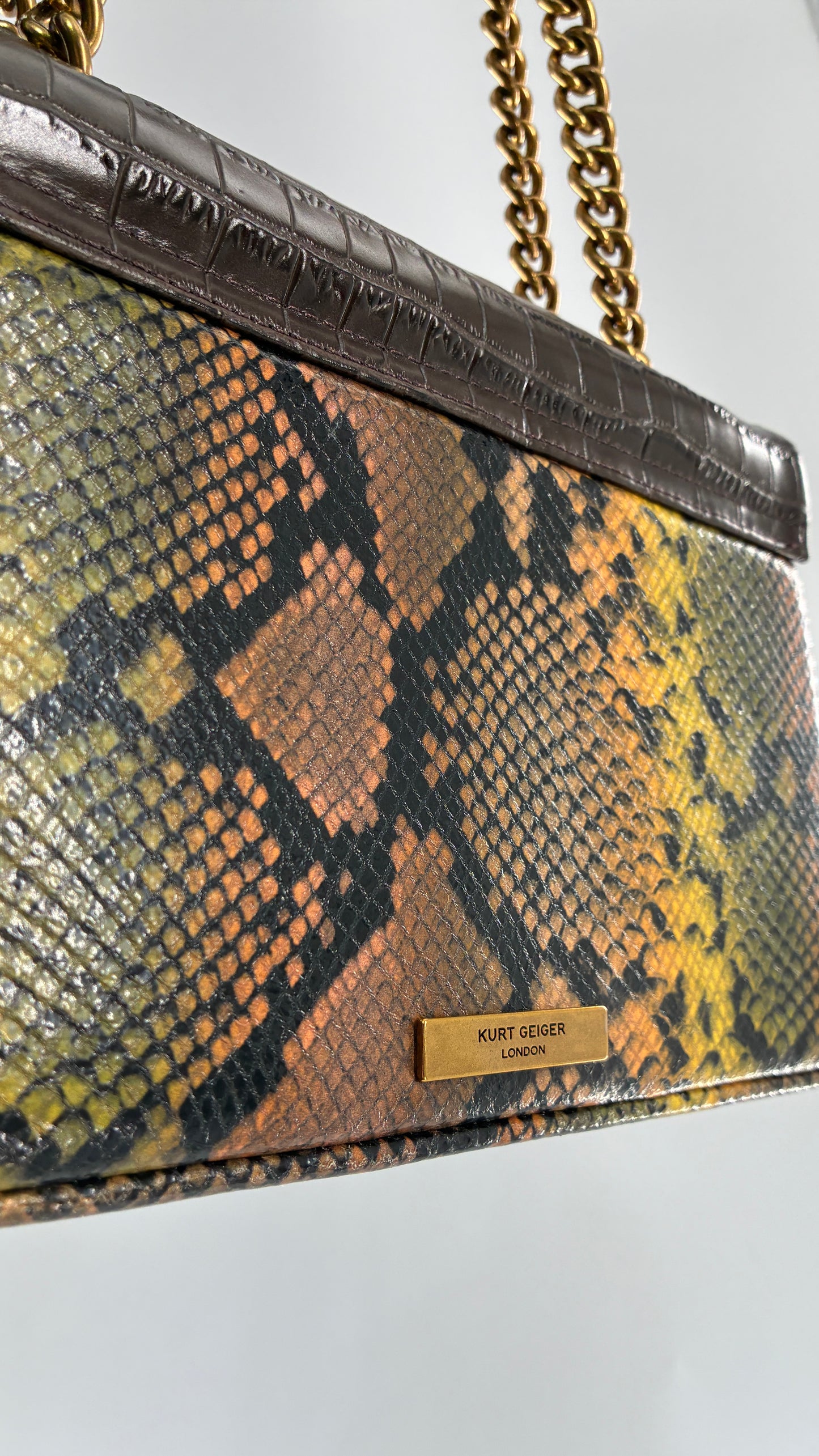 KURT GEIGER London Kensington Croc and Python Embossed Leather Crossbody Bag