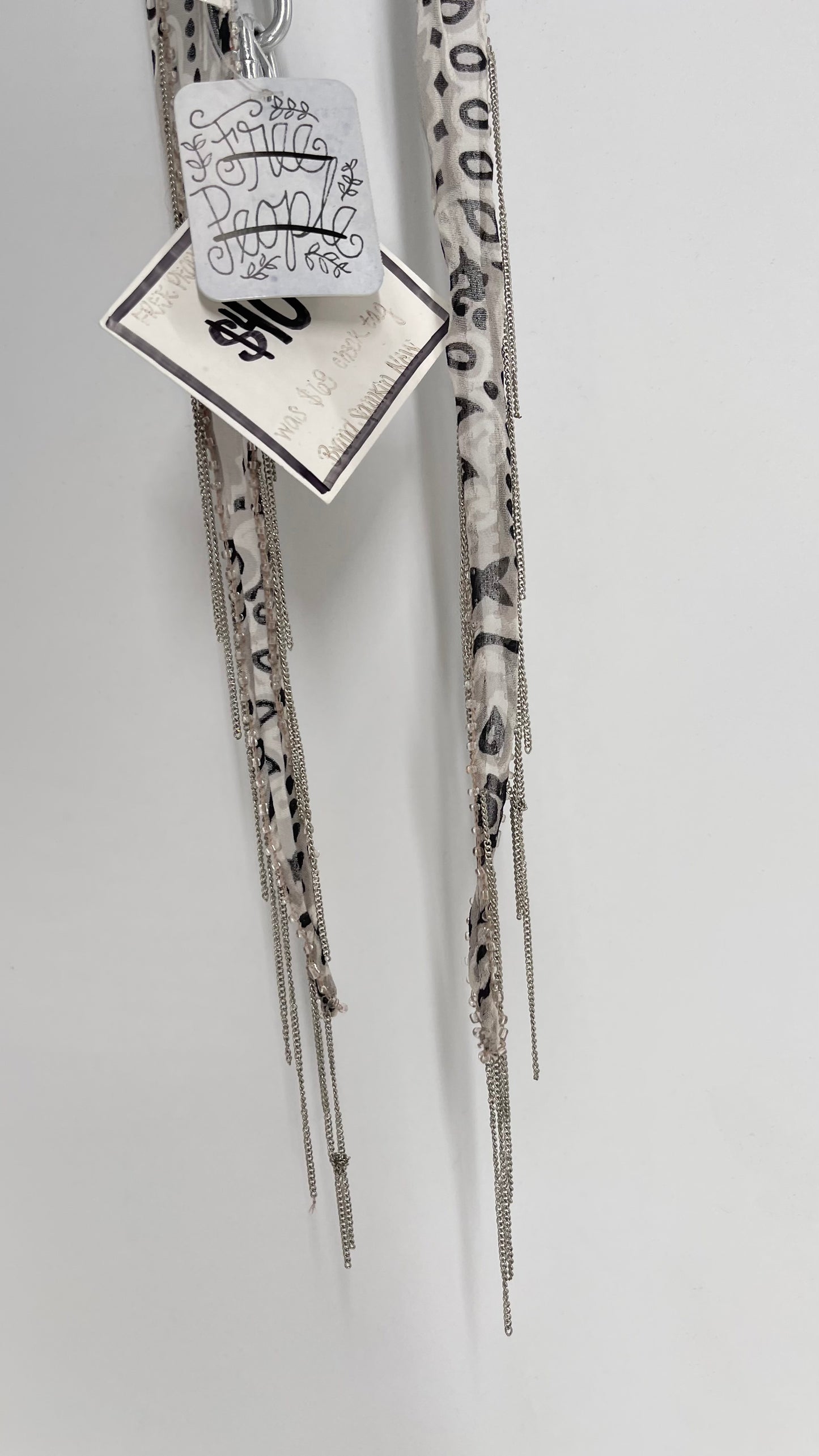 Free People CHAN LUU Beaded Fringe Long Skinny Belt/Scarf with Tags Attached