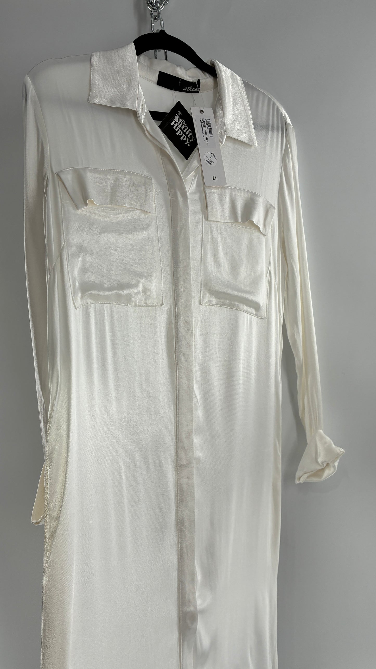 ST. BRAND BY STRASS White Button Up Style Dress with Tags Attached (Medium)