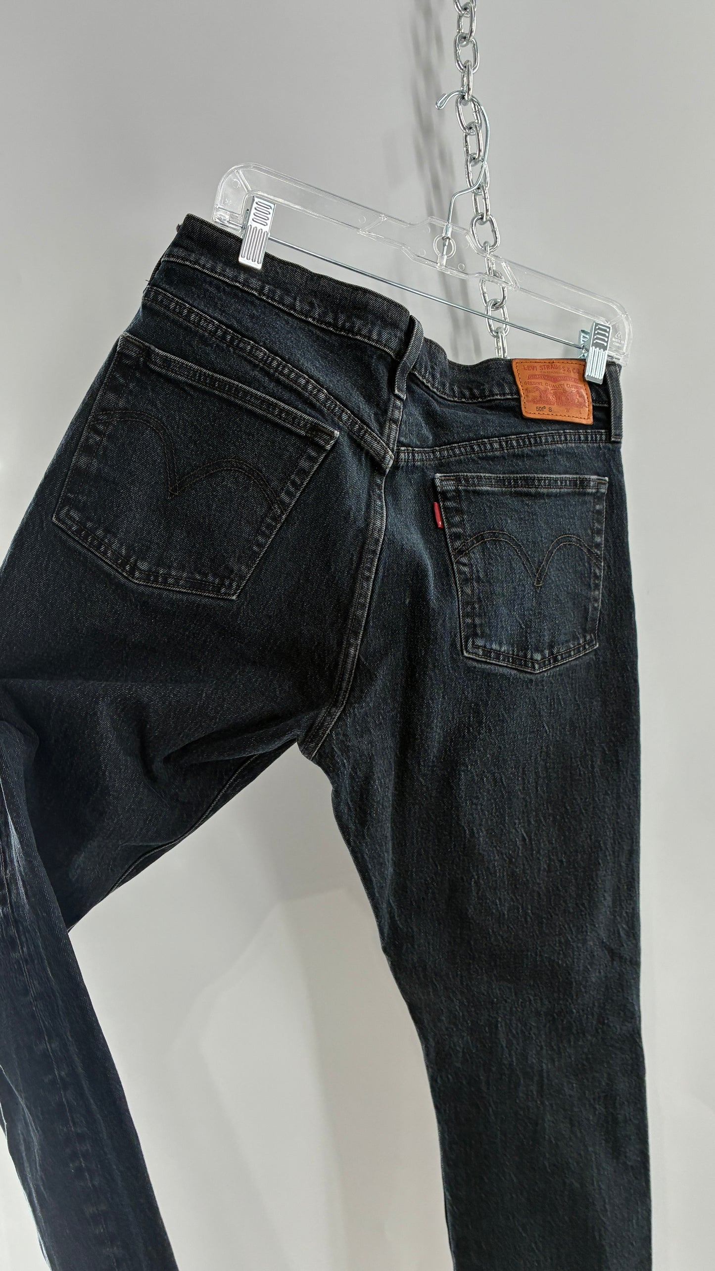 Vintage LEVI Dark Wash Distressed Denim 501s (30x28)