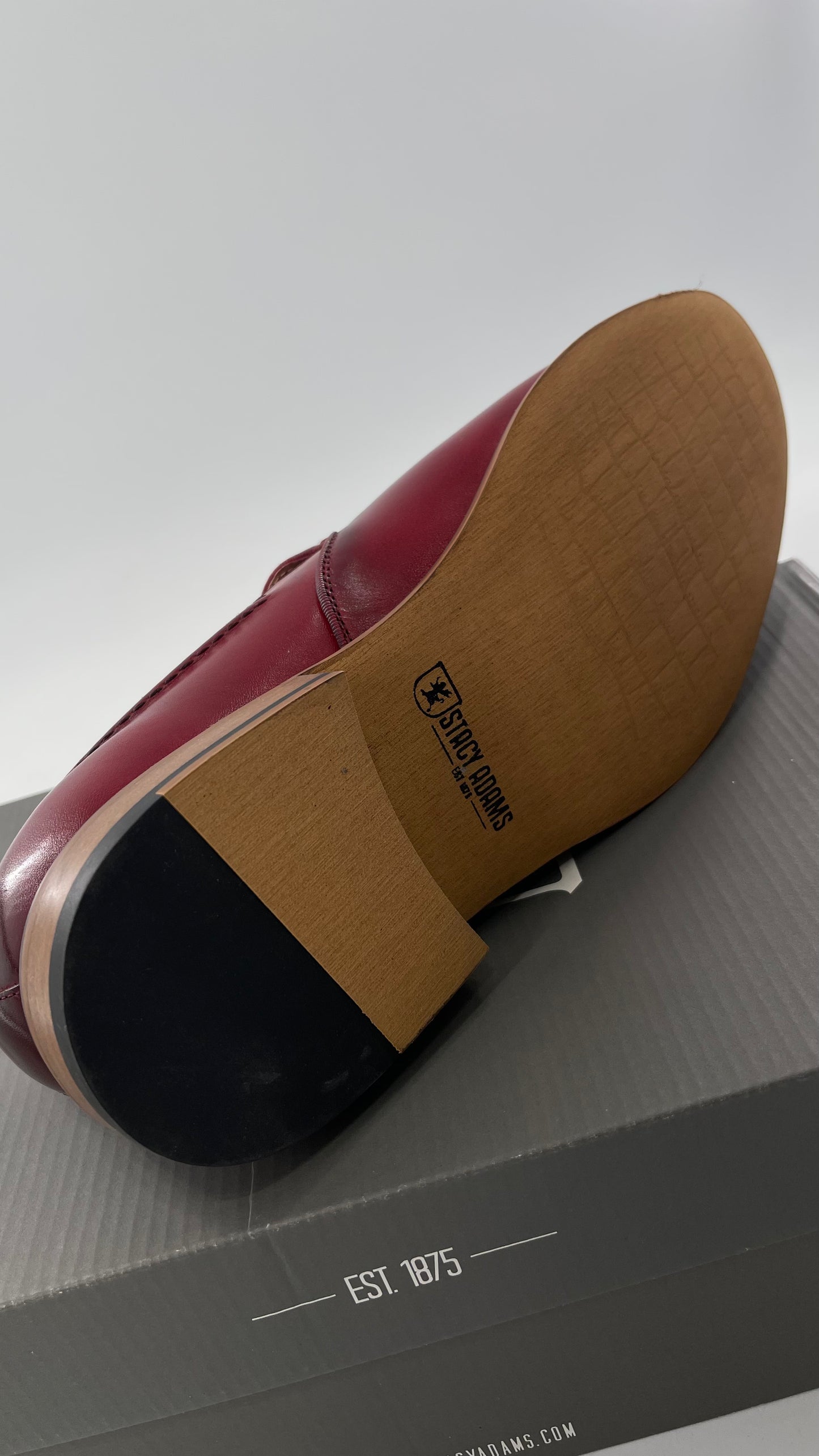 Stacy Adam’s Red Leather Donovan Mac Toe Drop Slip On Loafer (10.5)