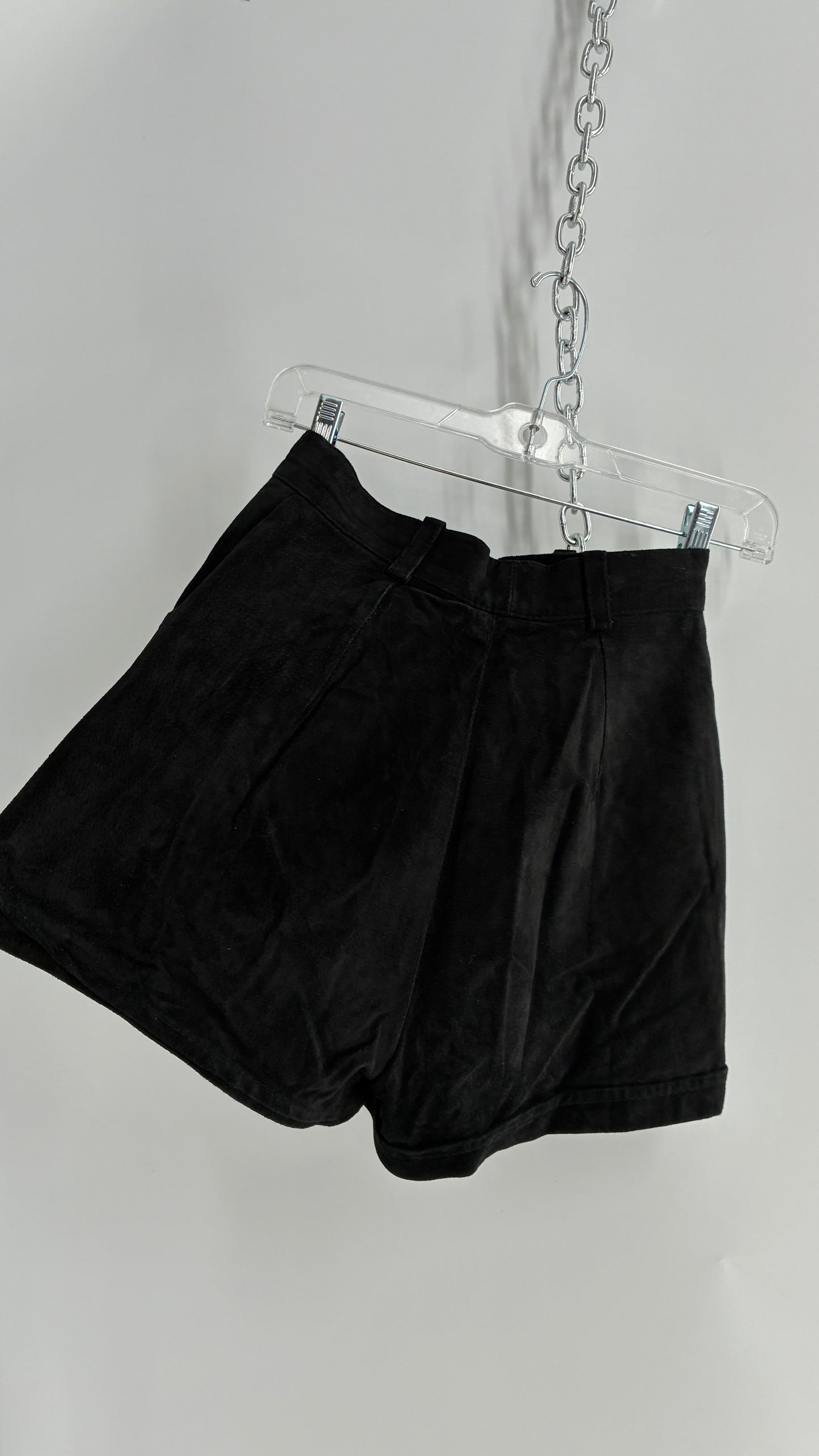 Vintage NEVADA BLUE Black Genuine Suede High Waisted Shorts (XS)