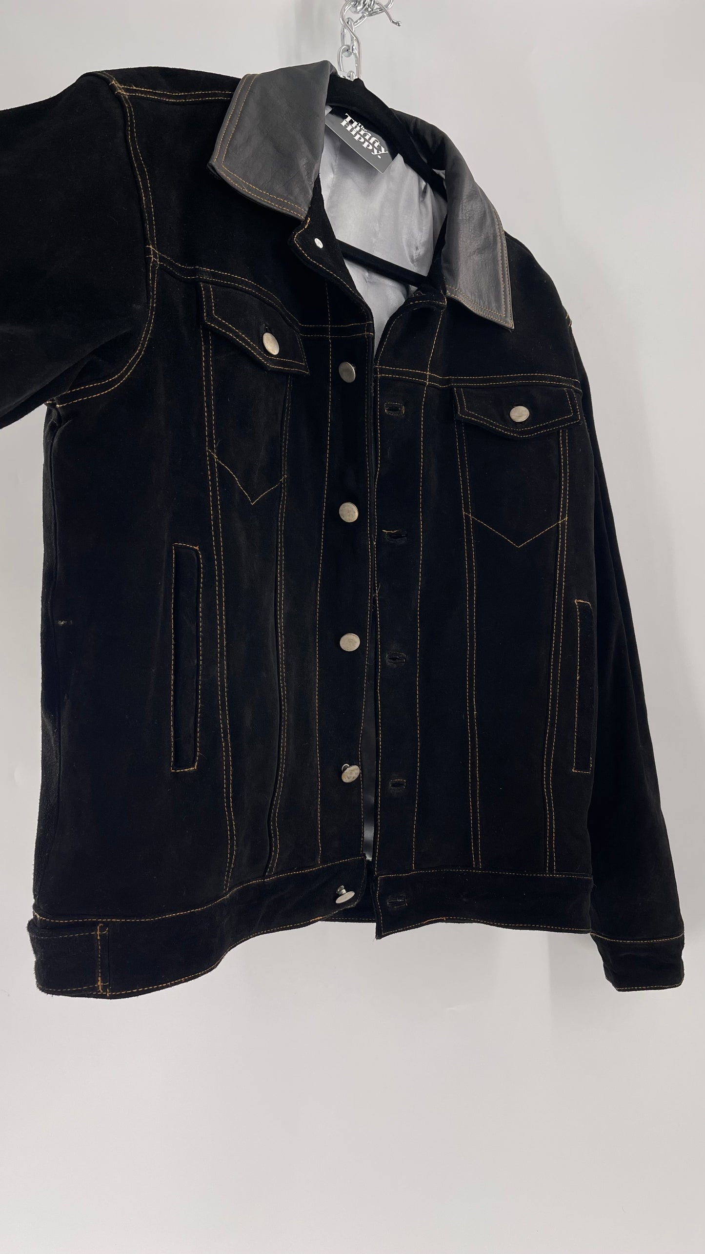 Vintage Extreme Black Suede Heavy Duty Cinematic Jacket (Medium)