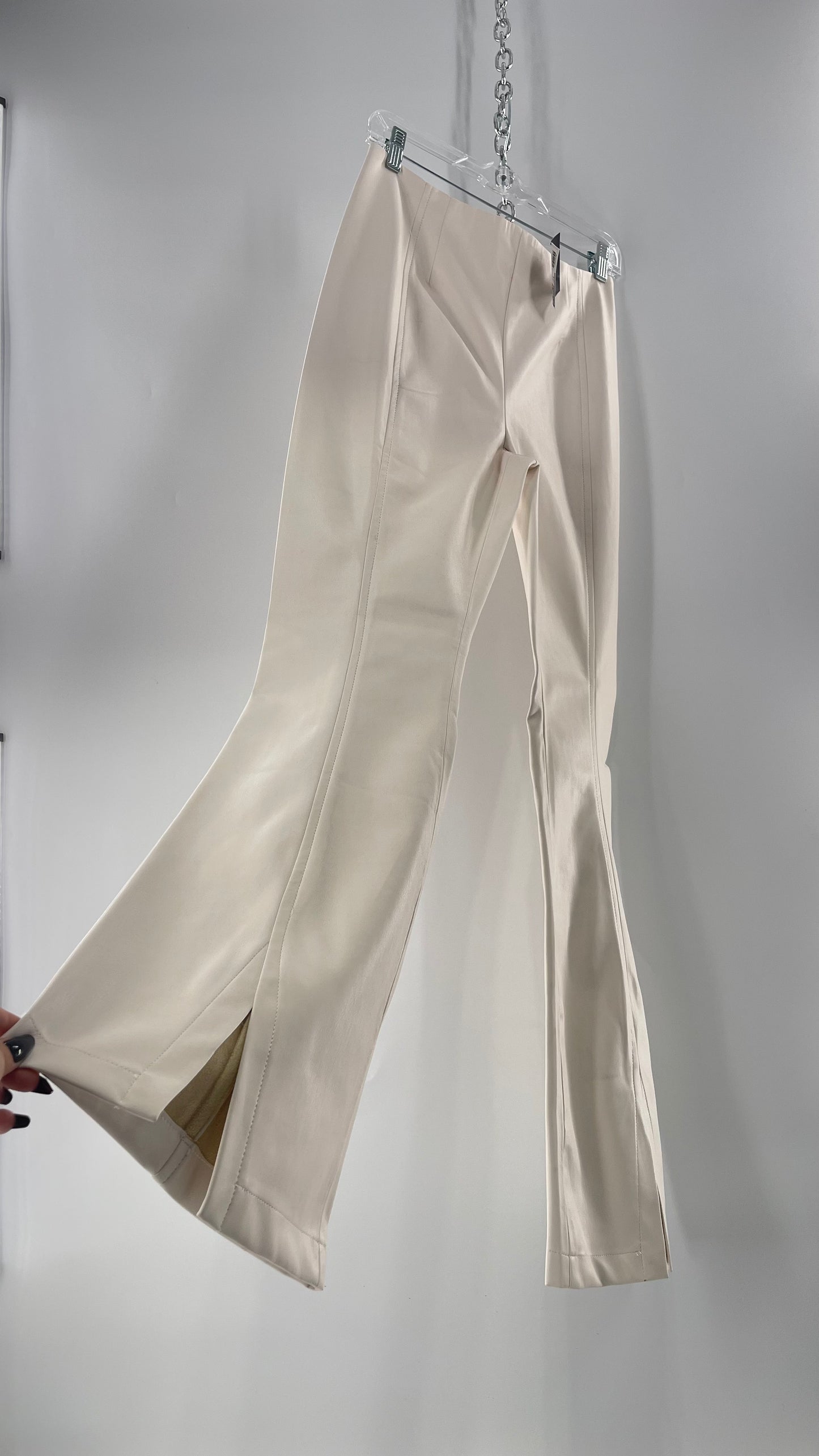 Free People White Cream Faux Flare Leather Pants (29)