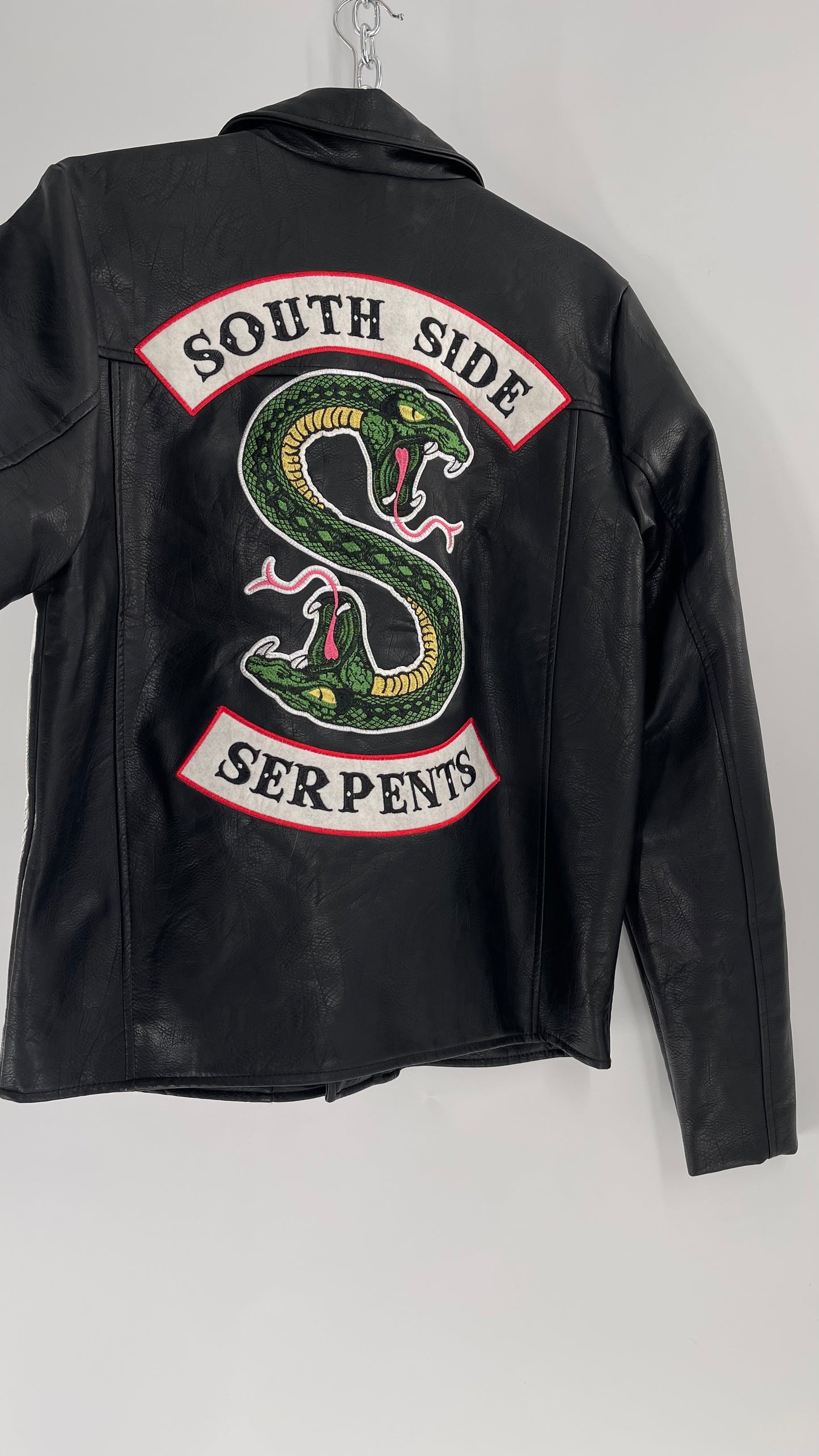 Riverdale Vegan Leather Jacket with Southside Serpents Embroidered Back (Medium)