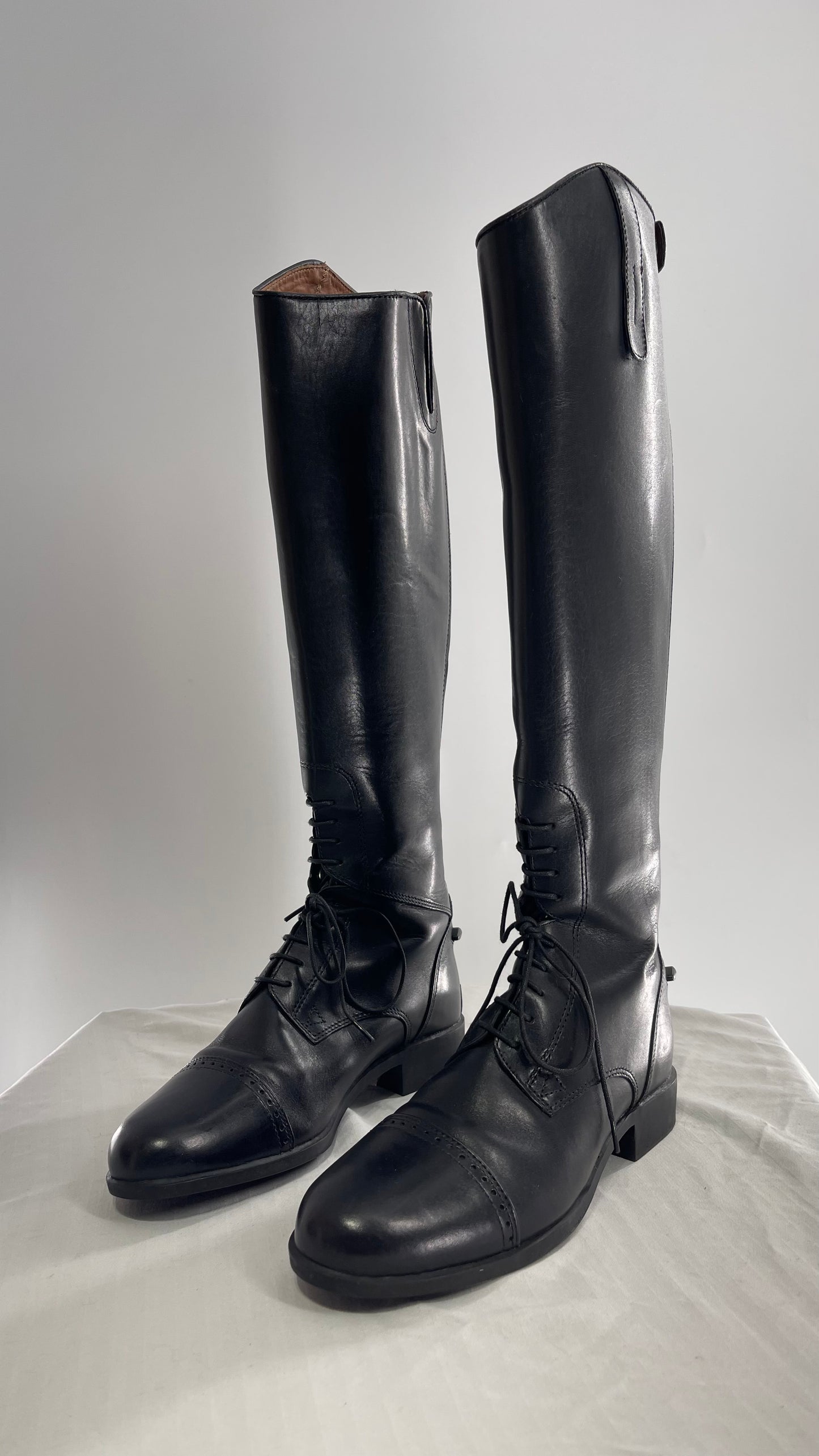 ARIAT Heritage Contour || Black Leather Field Zip Knee High Riding Tall Boots (8)