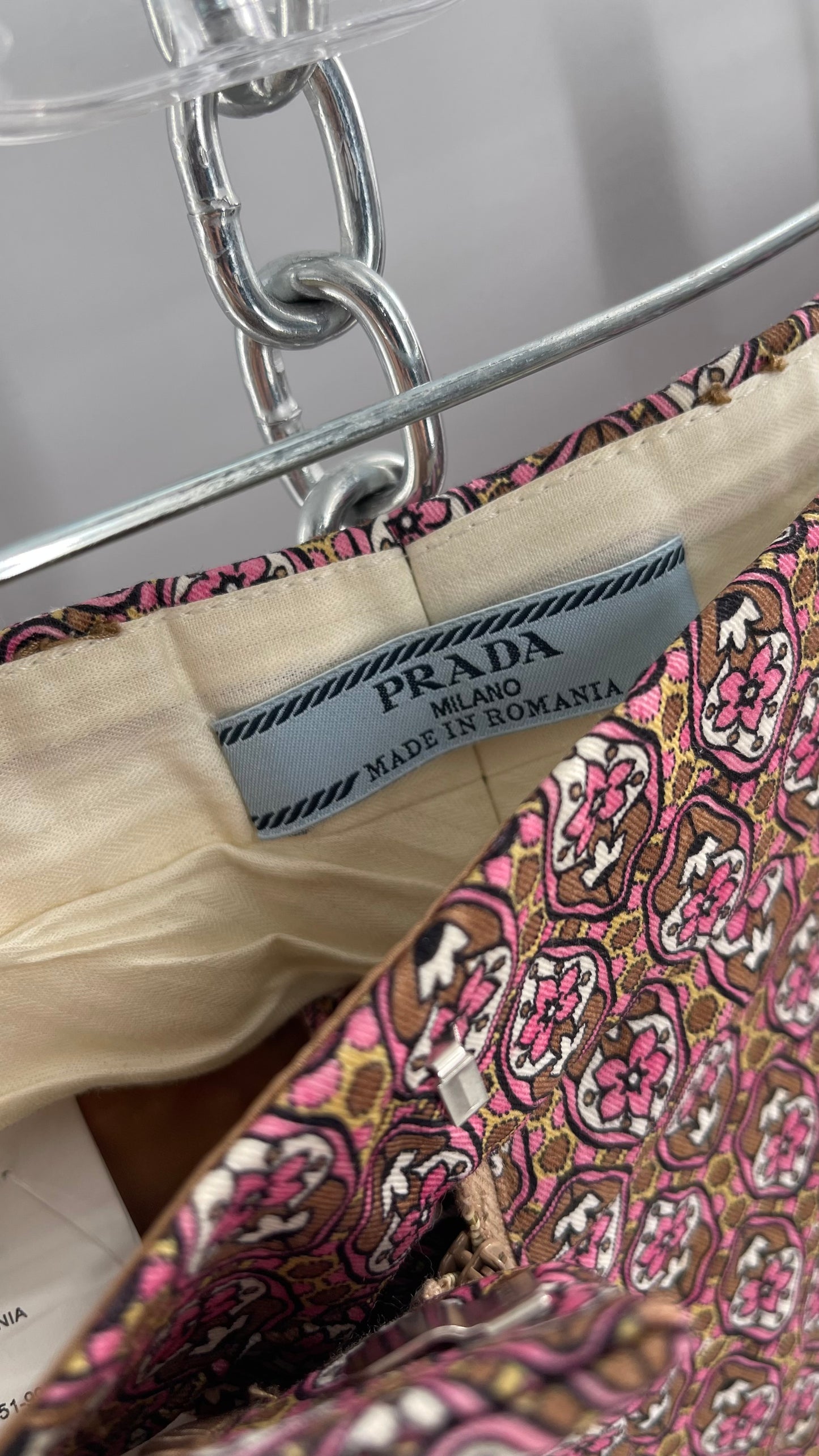 Vintage PRADA Trouser Brown Pink 1970s Style Pattern (28)