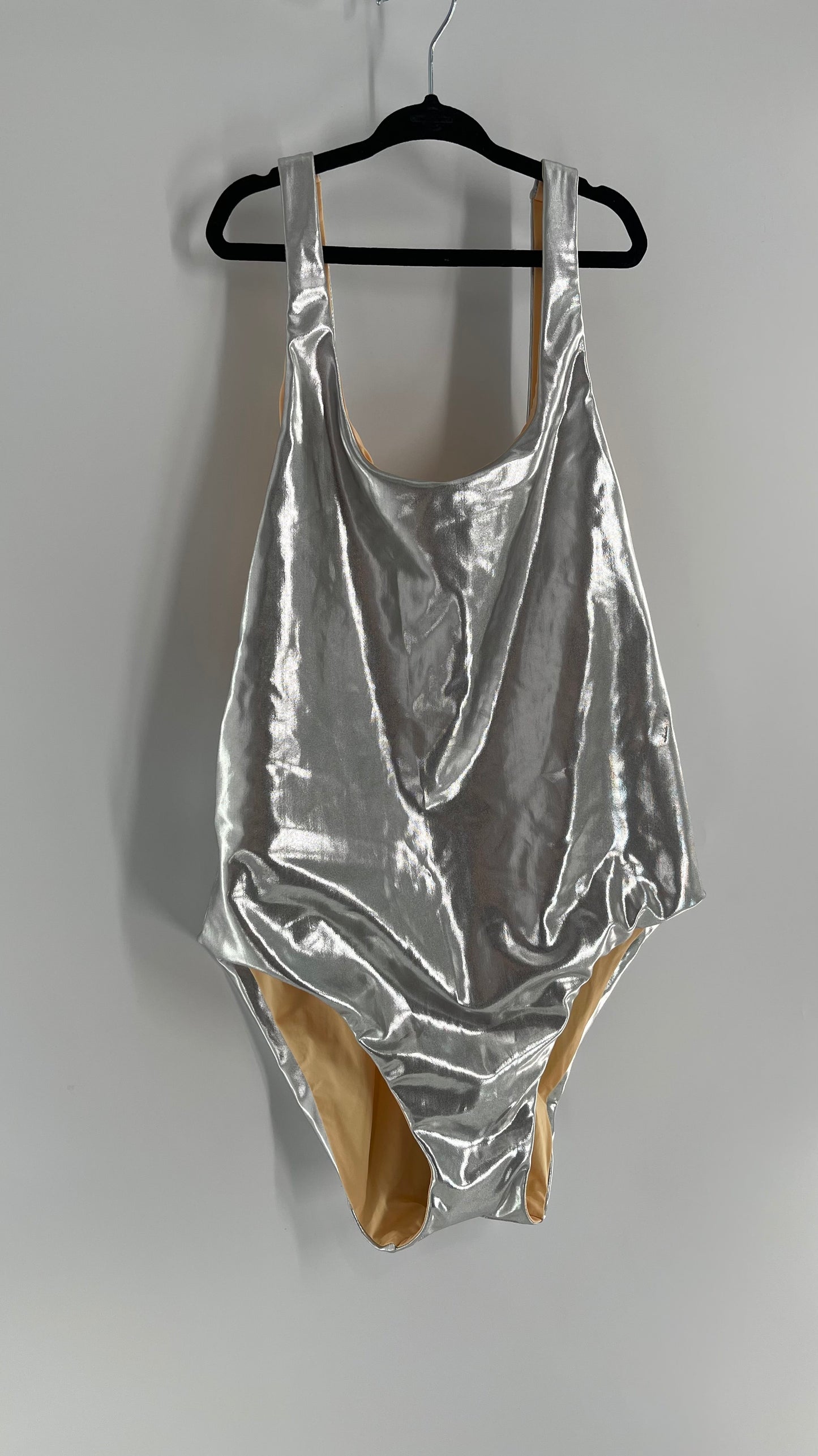 Dolce Vita Reversible Silver Metallic/Nude Swimsuit (Medium)