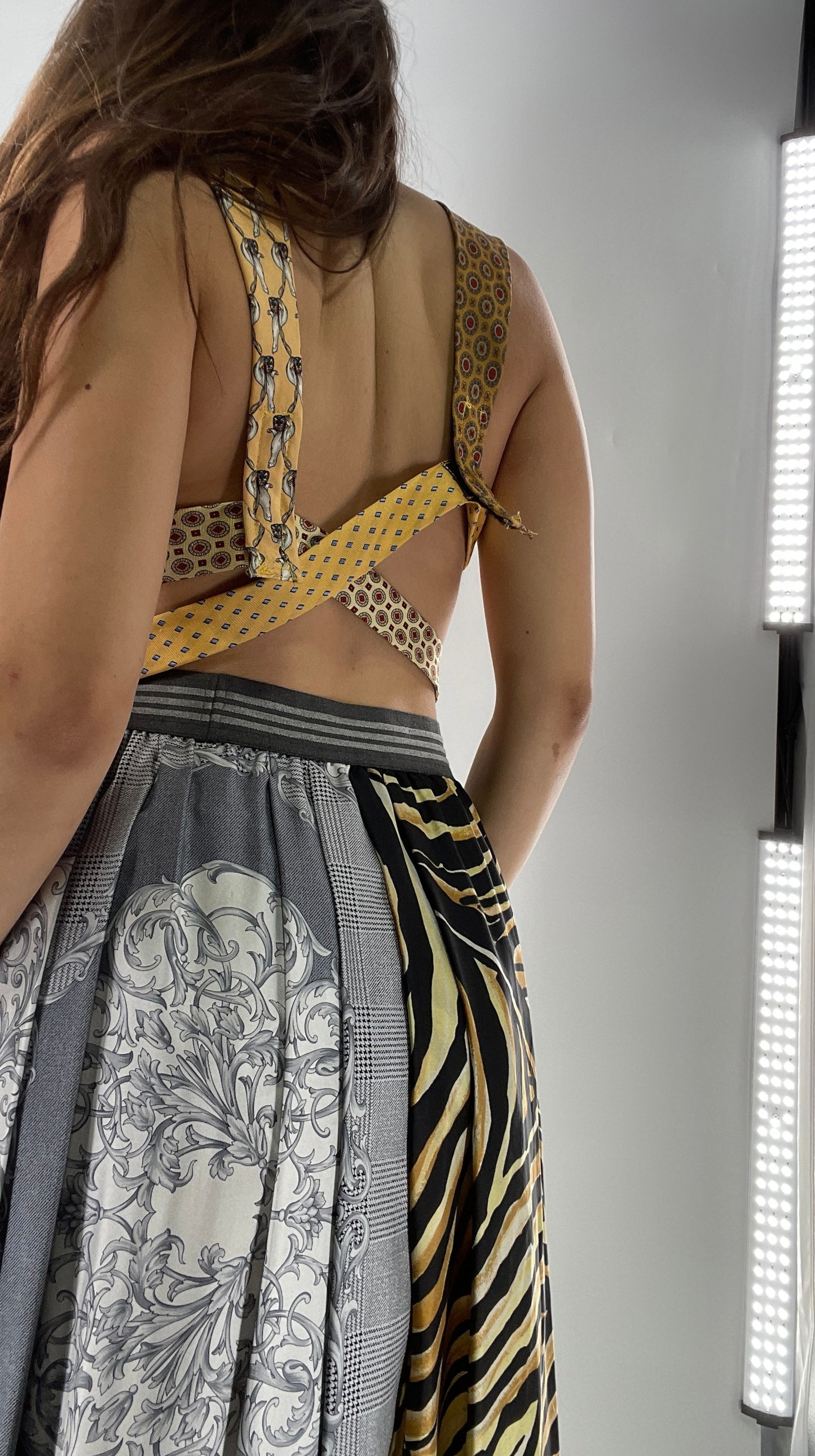 CUSTOM Handmade Yellow “All Tied Up” Cropped Blouse (One Size)