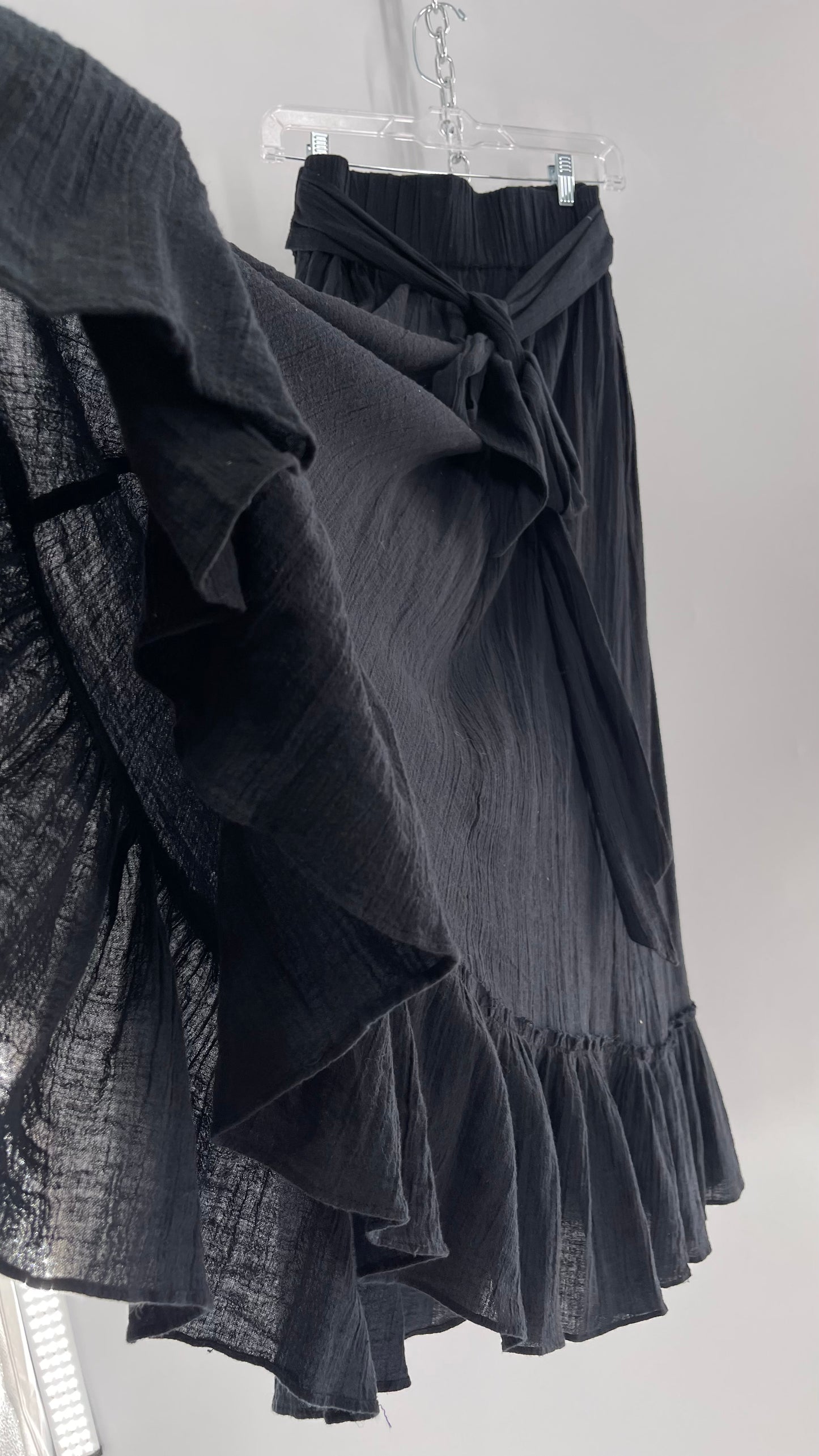 Free People Black Floor Length Skirt (Medium)
