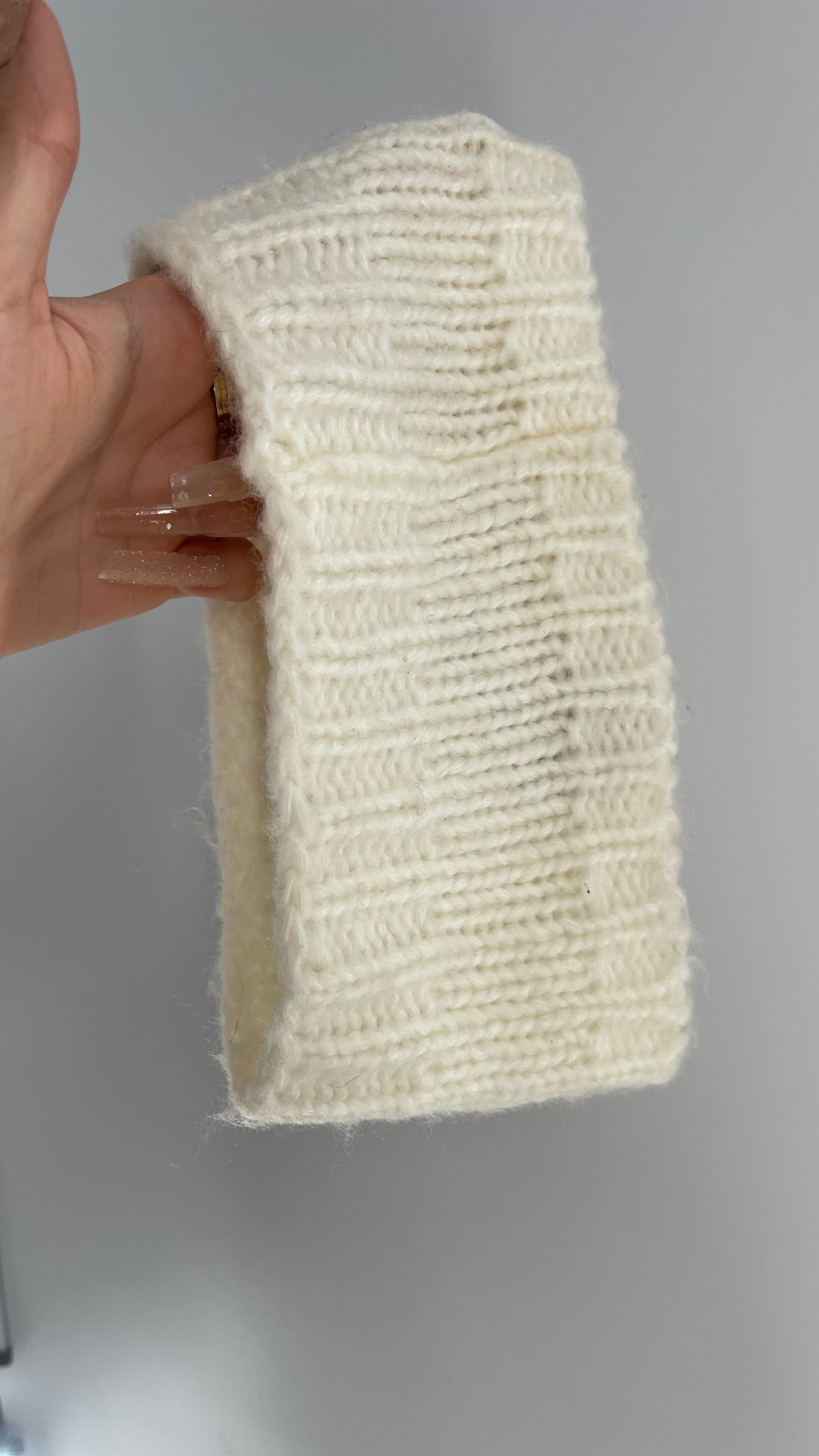 White Rosette Knit Headband