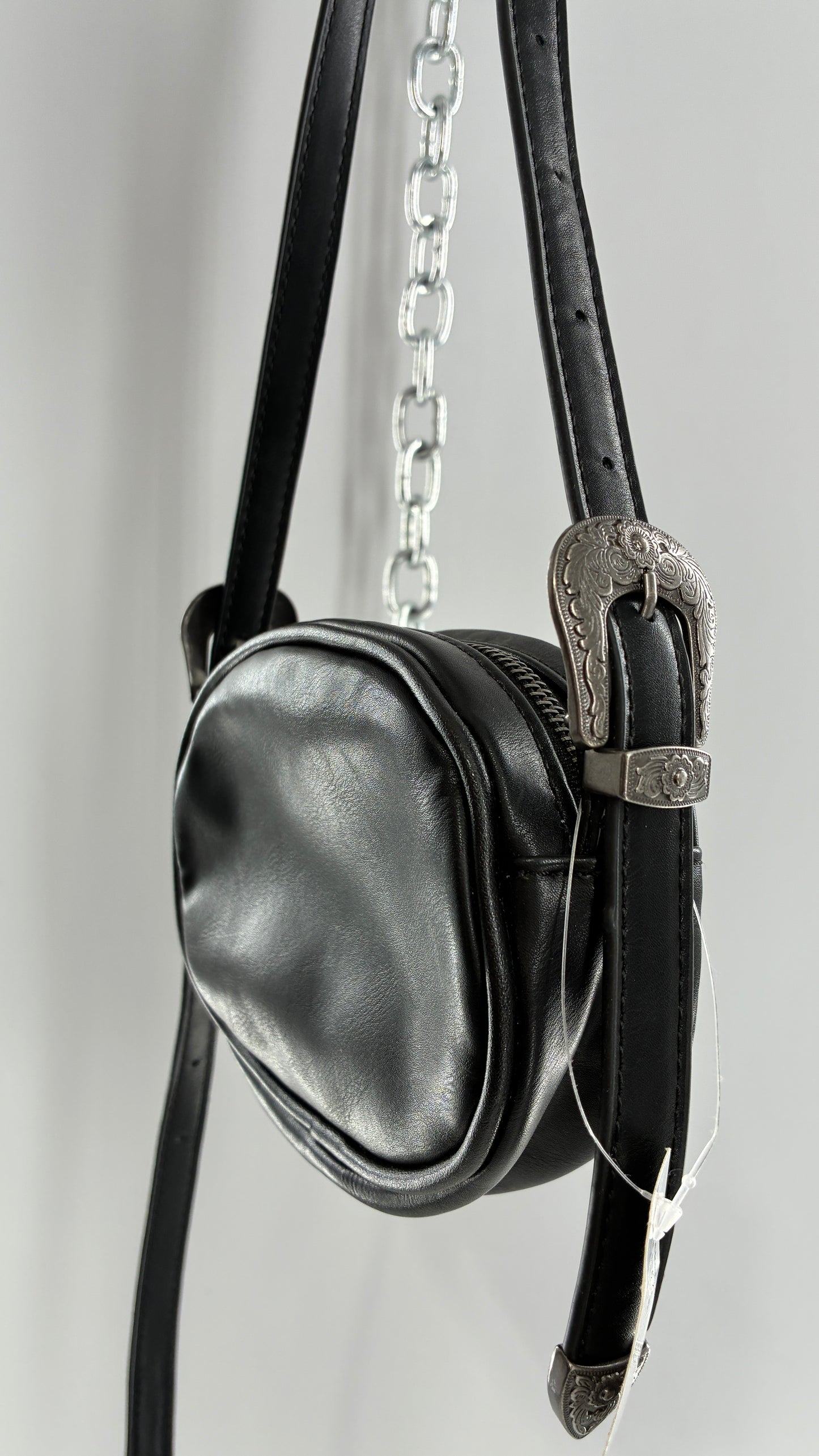 Urban Outfitters Black Vegan Leather Western Buckle Bag