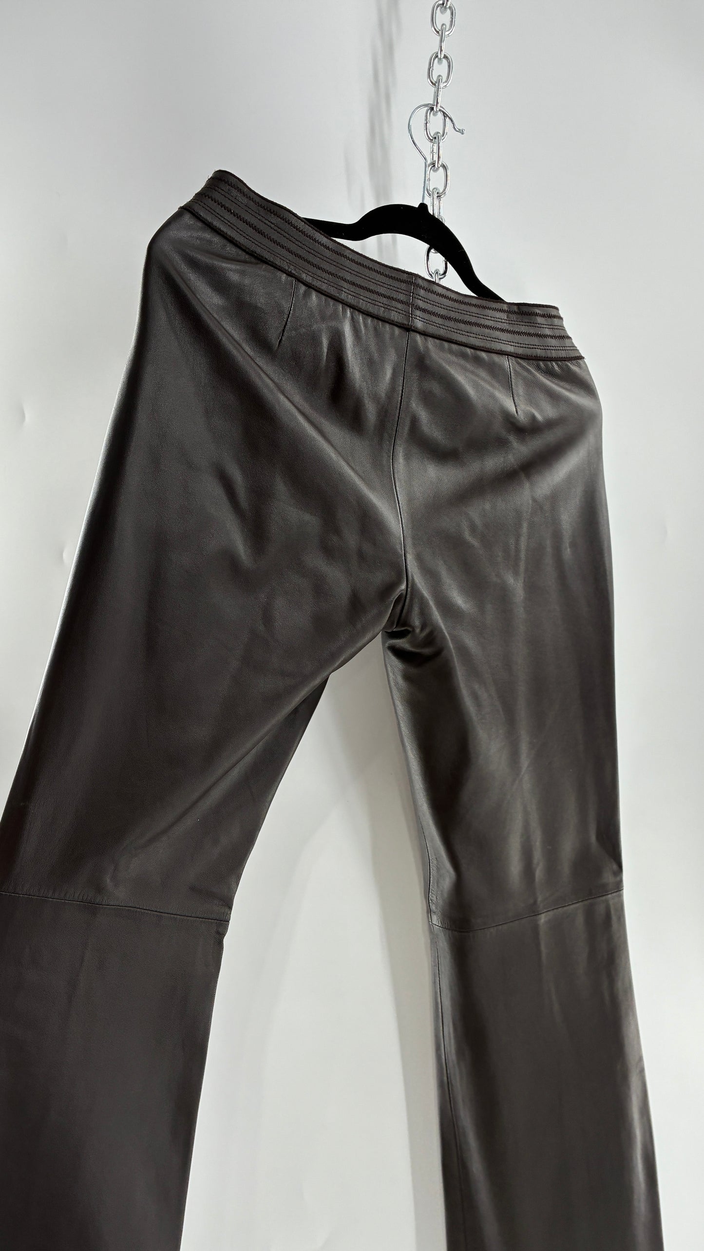 Vintage ETCETERA Deep Brown Low Waisted Embroidered, Side Closure Pants with Bootcut Hem (4)
