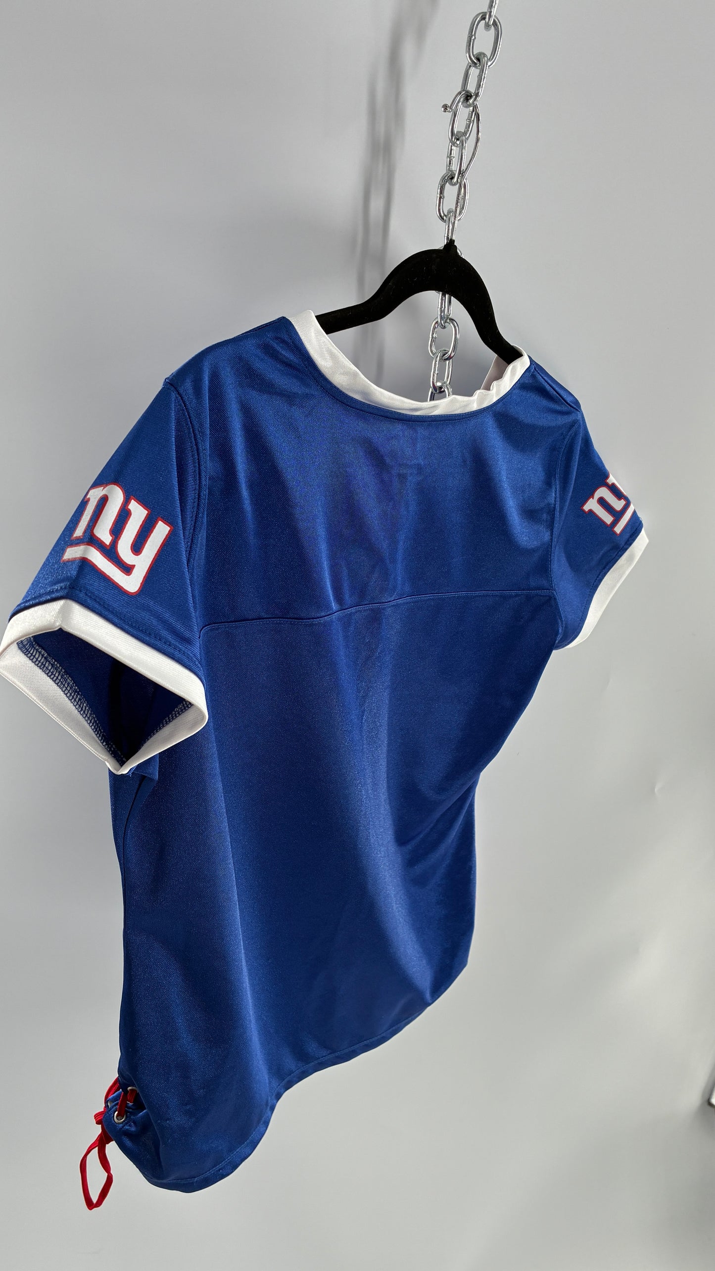 Vintage GIANTS NFL Ribbon Tie Side Jersey with Rhinestone Details (Large)