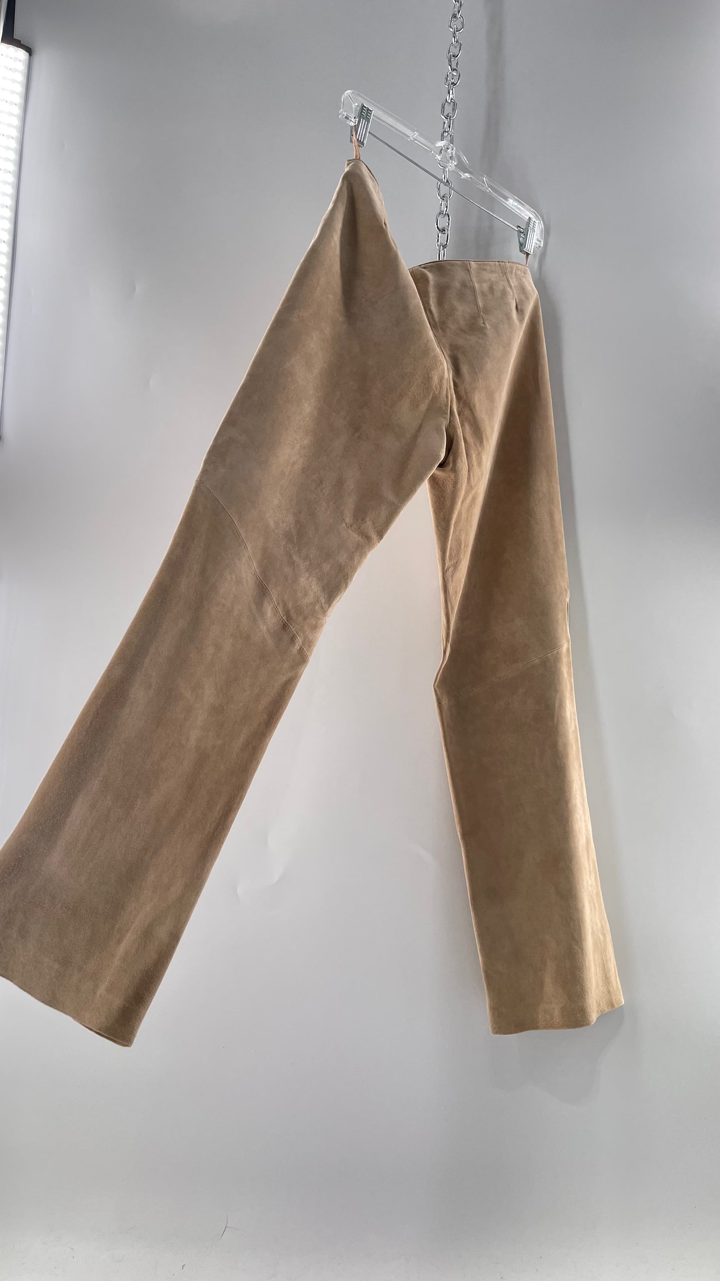 Deadstock Vintage Slouchy SienaStudio Oatmeal Tan Suede Pants (8)