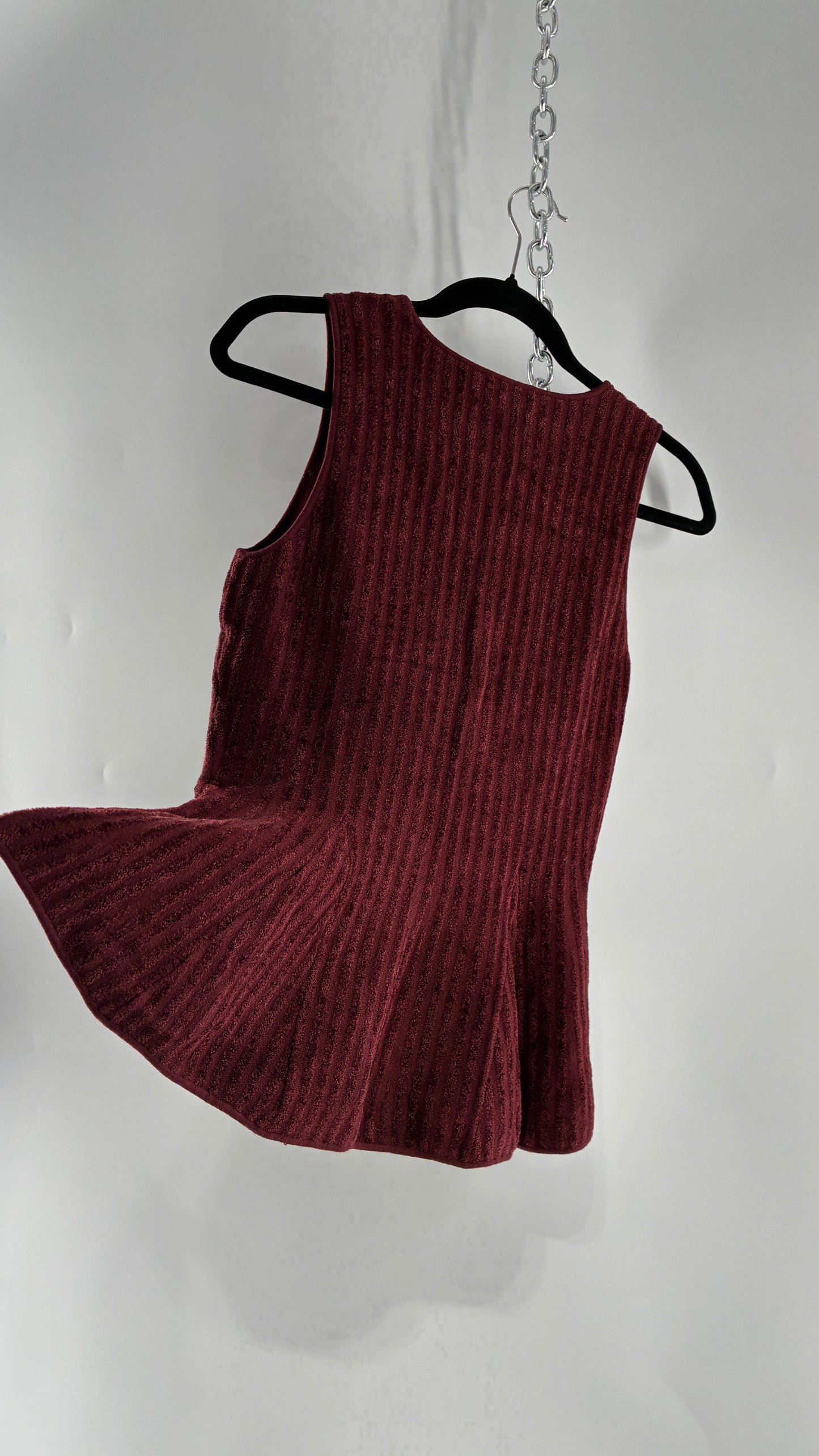 ANN TAYLOR Heavy Knit Burgundy Peplum Top (Small)