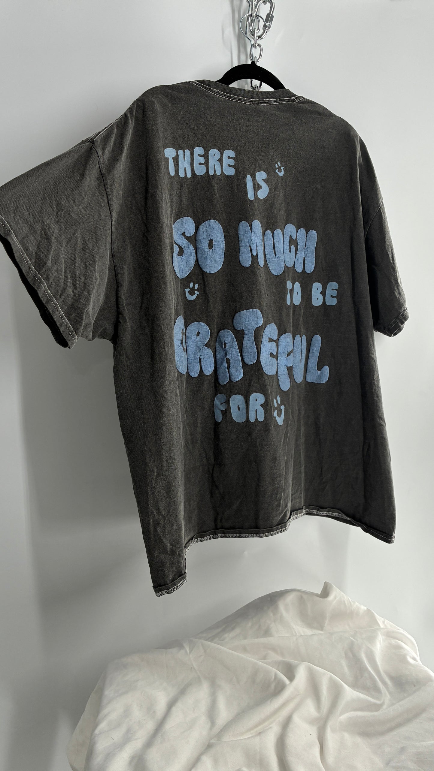 PACSUN Grey Oversized Puff Print T Shirt (XL)