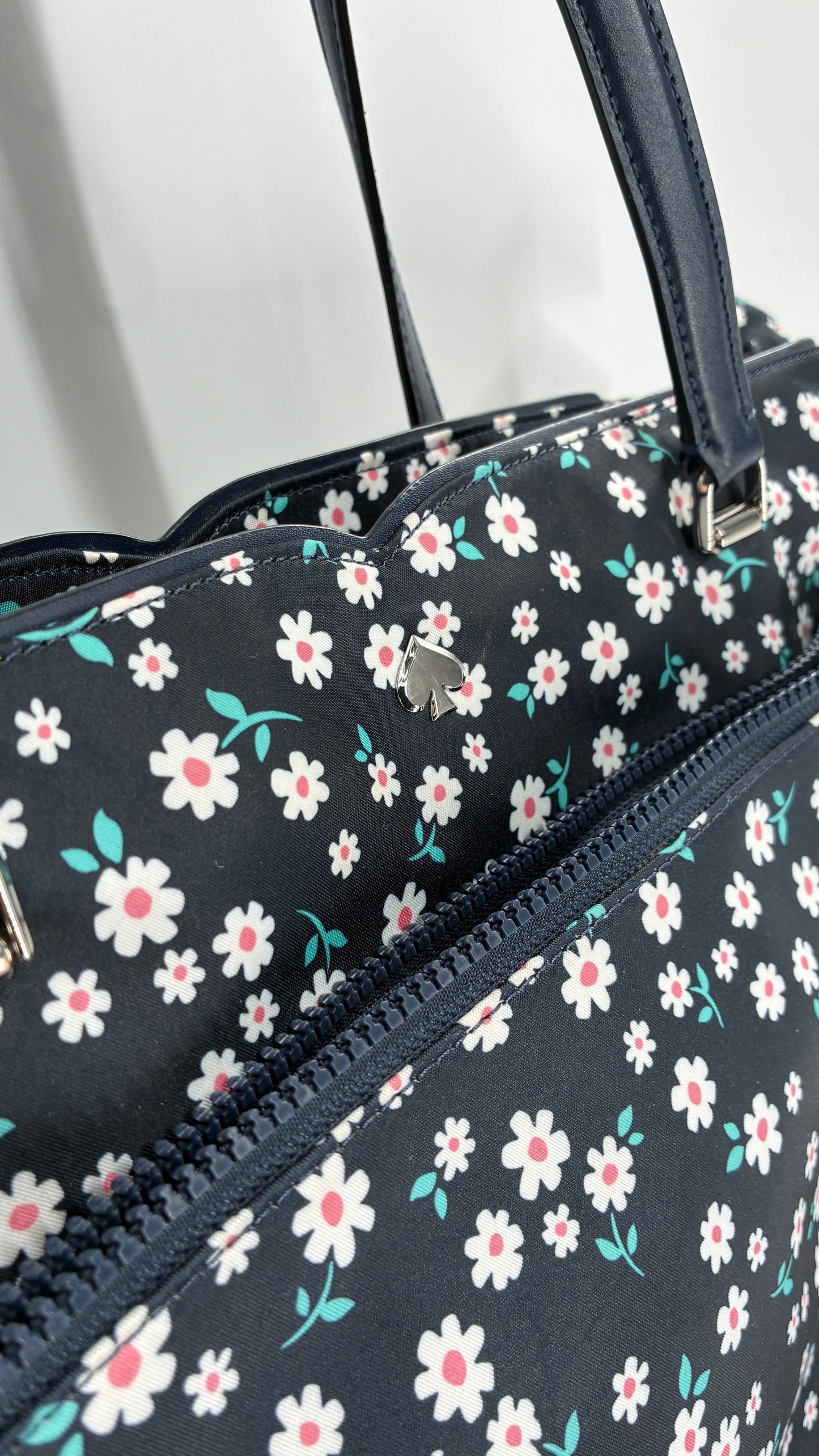 Kate Spade Jae Fleurette Navy Blue Floral Large Tote Bag