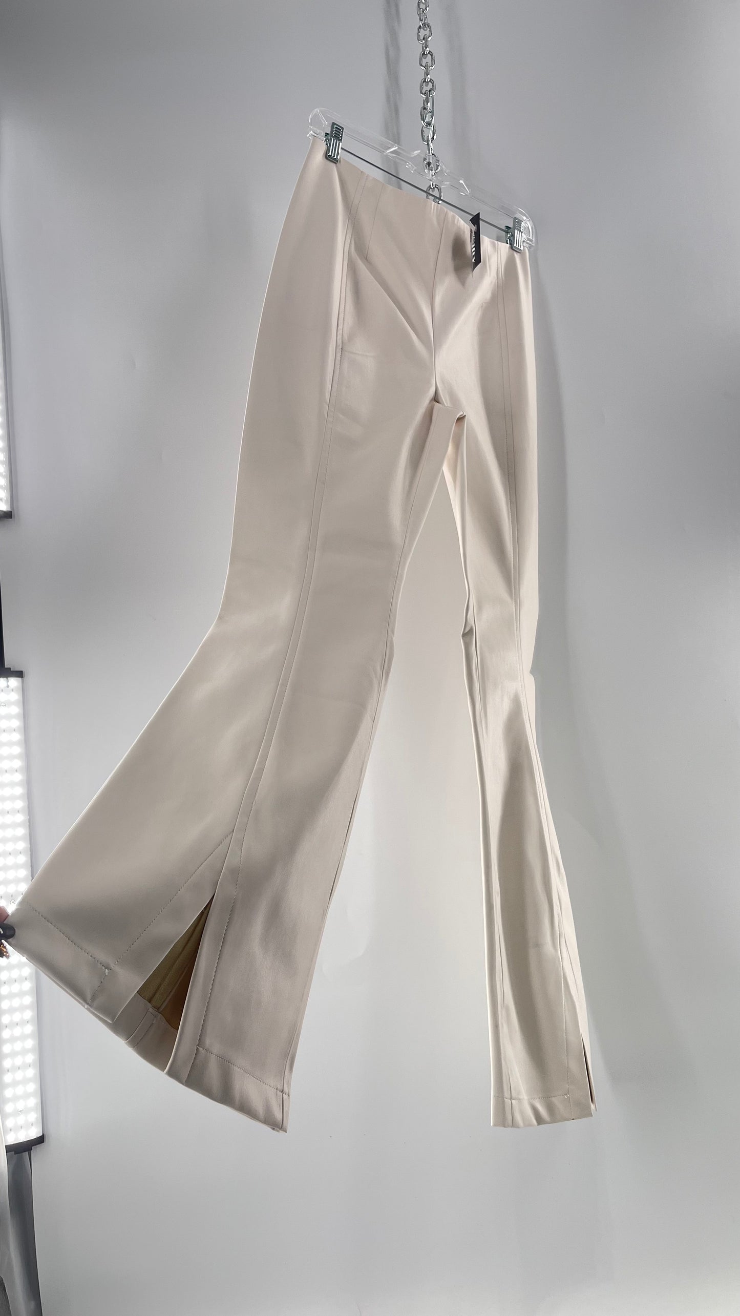 Free People White Cream Faux Flare Leather Pants (29)