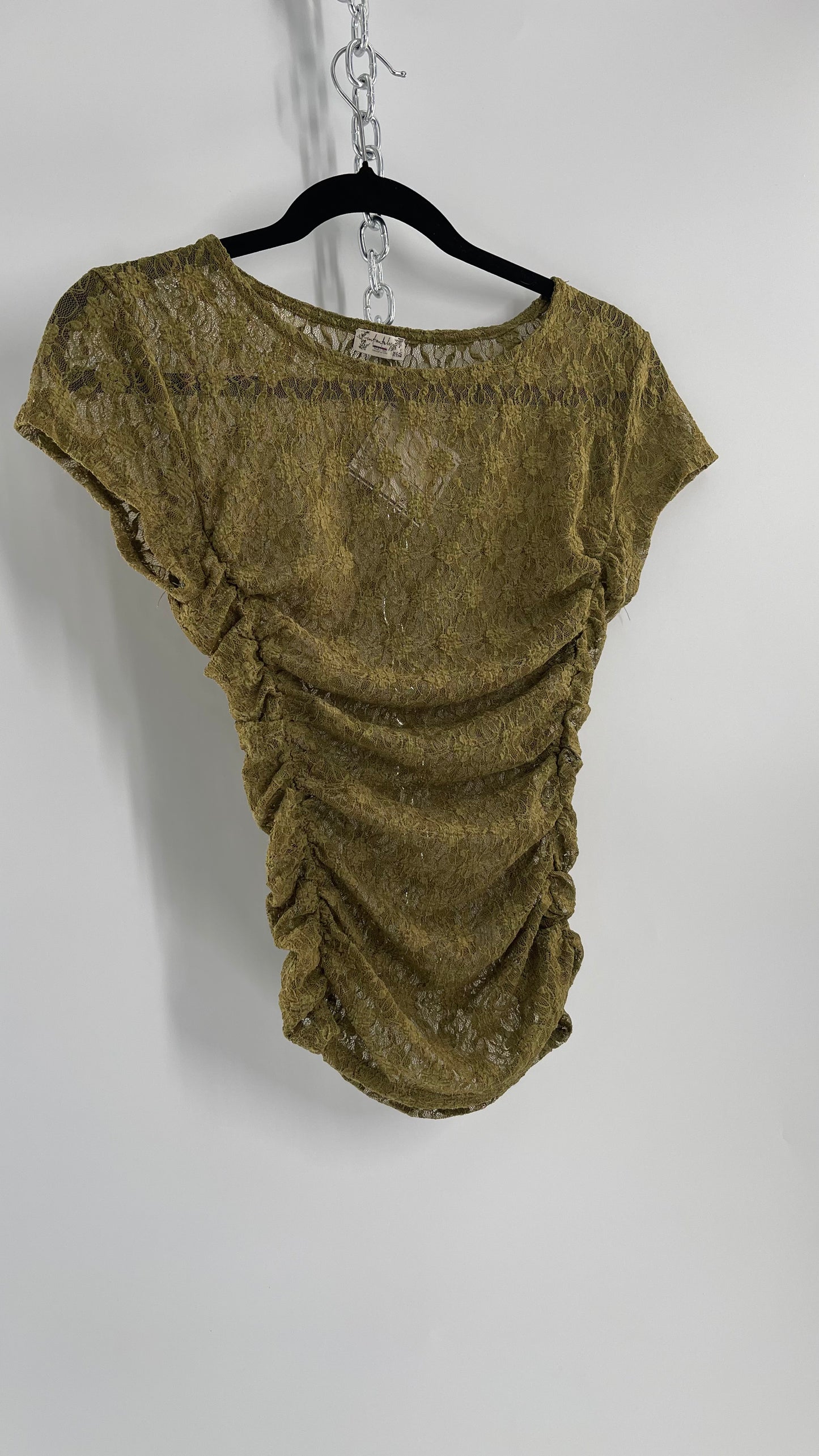 Intimately Free People Army Green Lace Ruche Side T (XS)