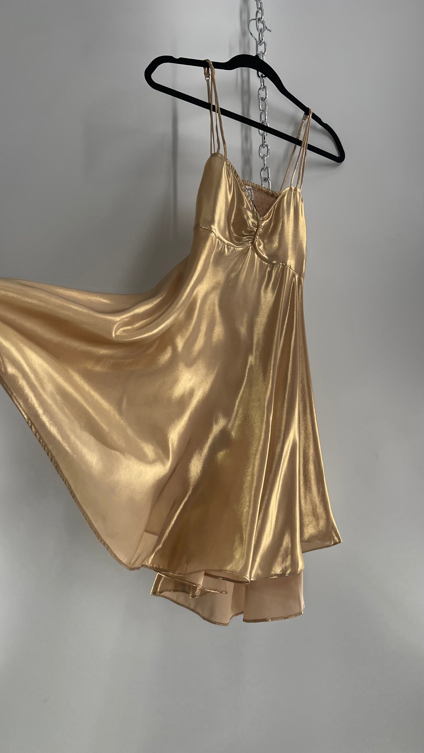 Intimately Free People Liquid Metal Gold Backless Dress (XS)