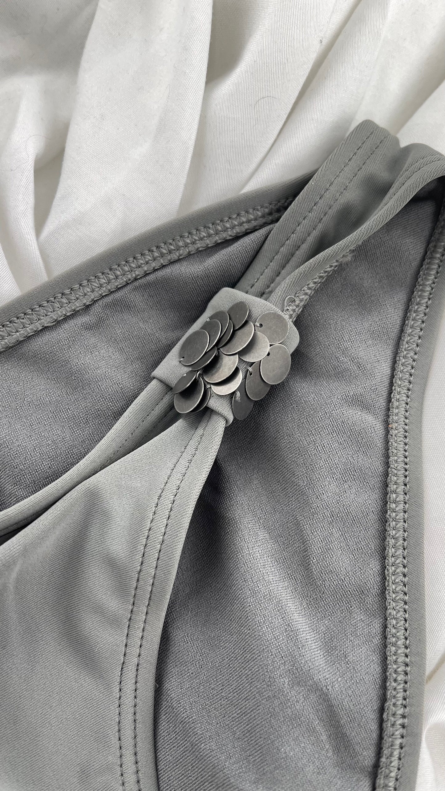 AERIE Gray Swim Bottoms with Metal Sequin Details (Small)