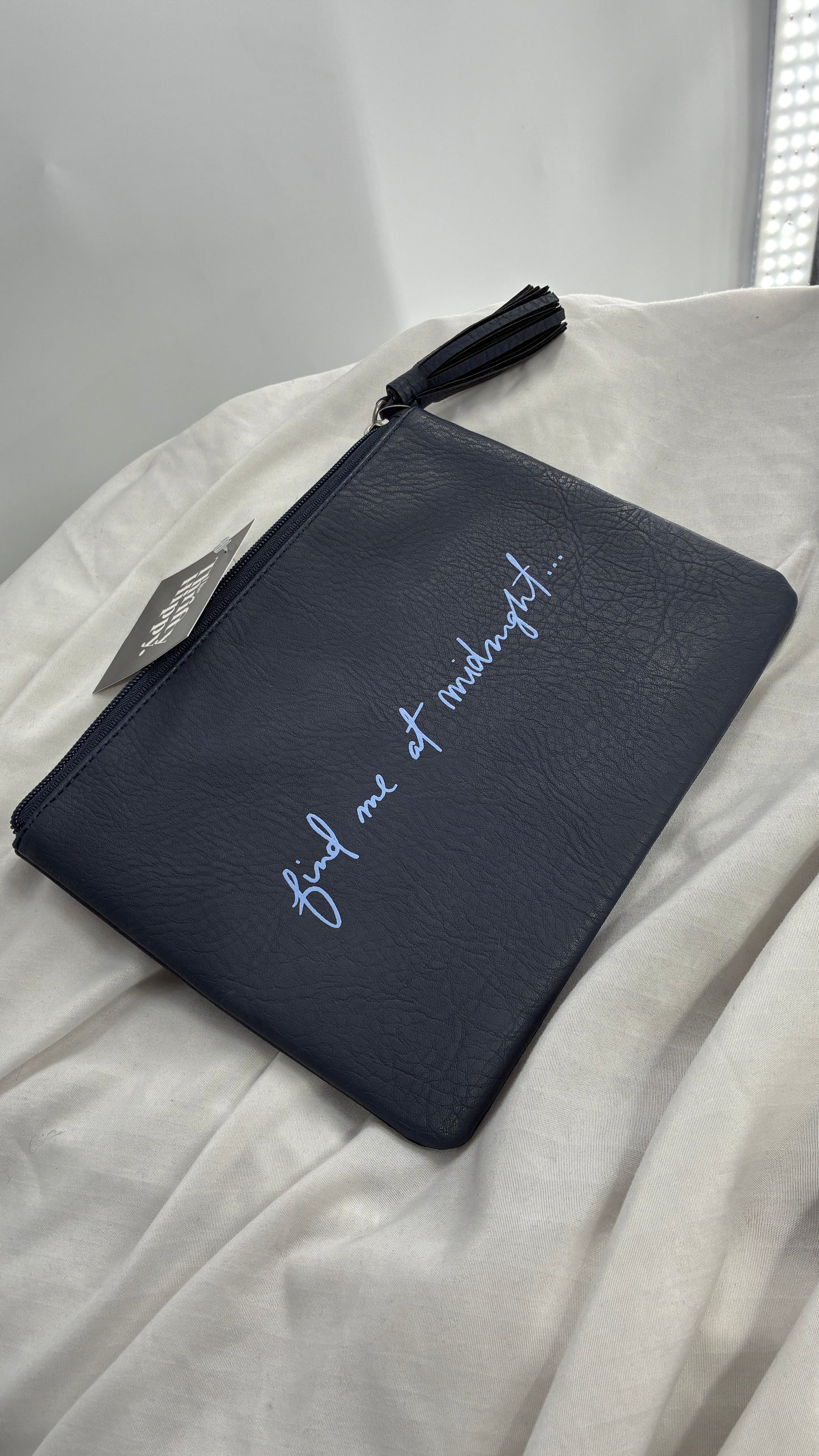 AERIE Find Me at Midnight Vegan Leather Tassel Pouch
