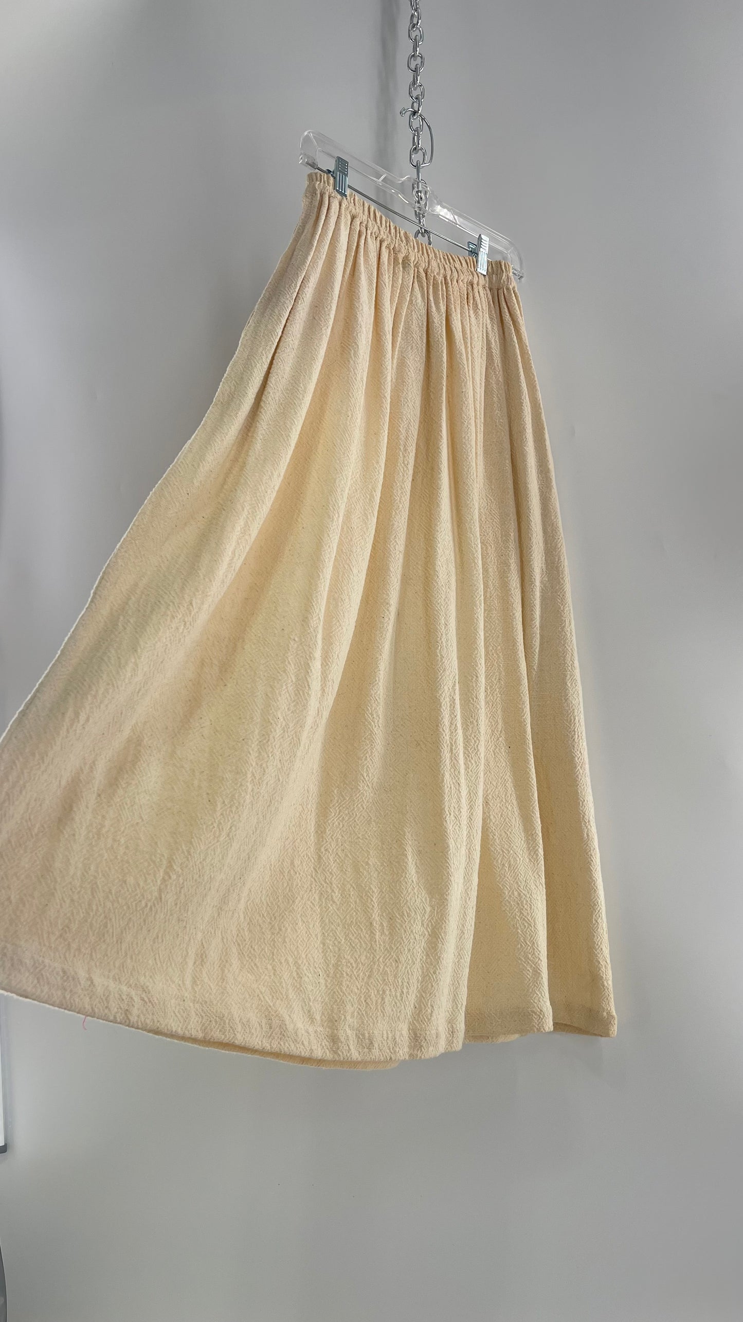 Vintage 1970s SANGAM Imports 100% Cotton White Maxi Skirt Made in India (Medium)