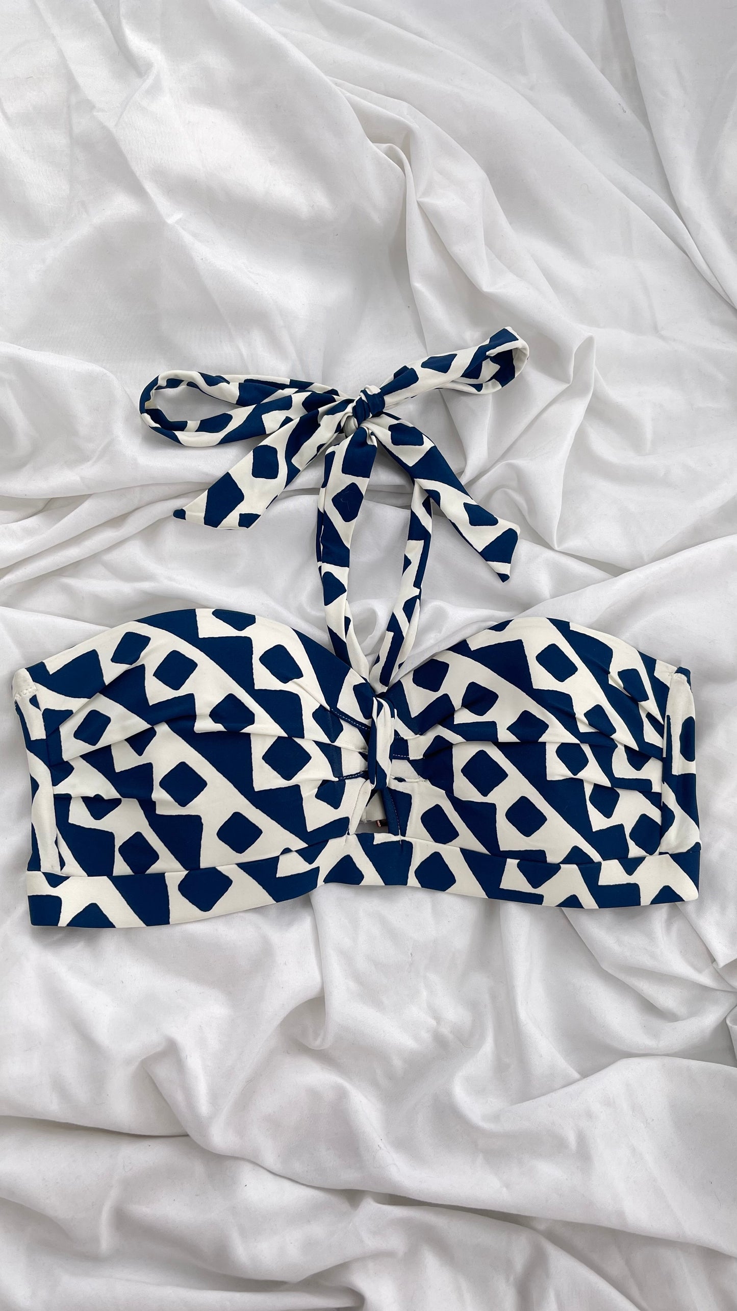 Anthropologie ALIHOP Navy and White Swim Top (Large)