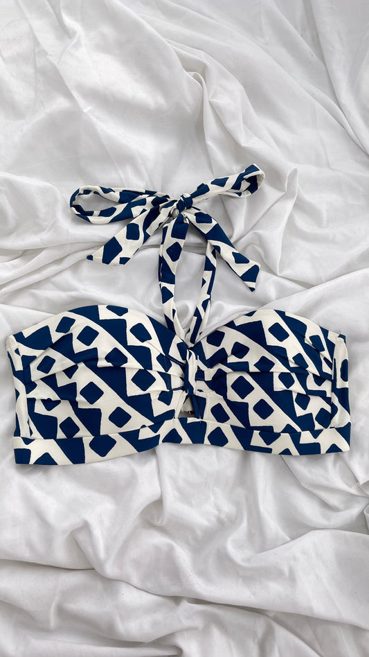Anthropologie ALIHOP Navy and White Swim Top (Large)