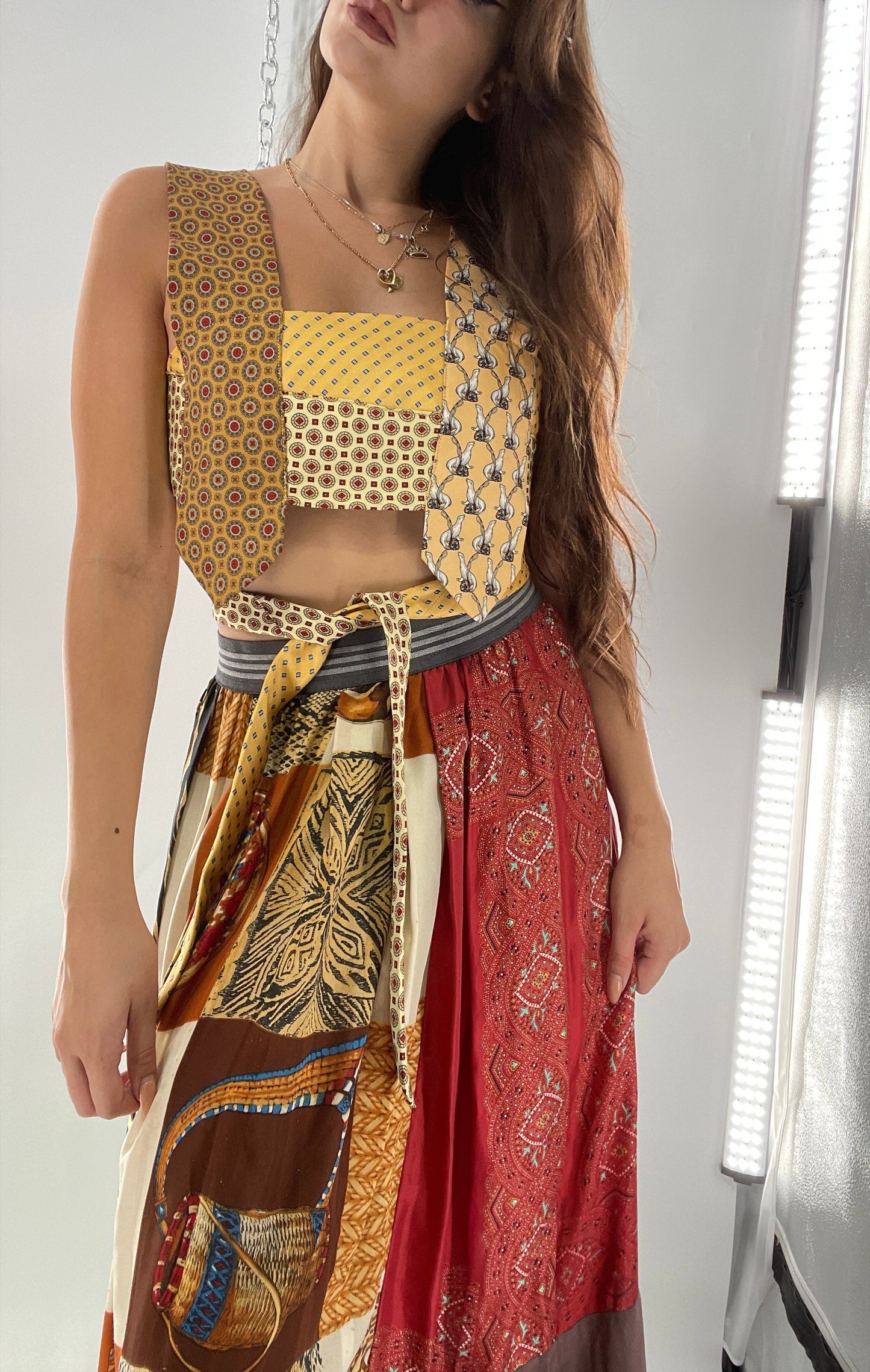 CUSTOM Handmade Yellow “All Tied Up” Cropped Blouse (One Size)