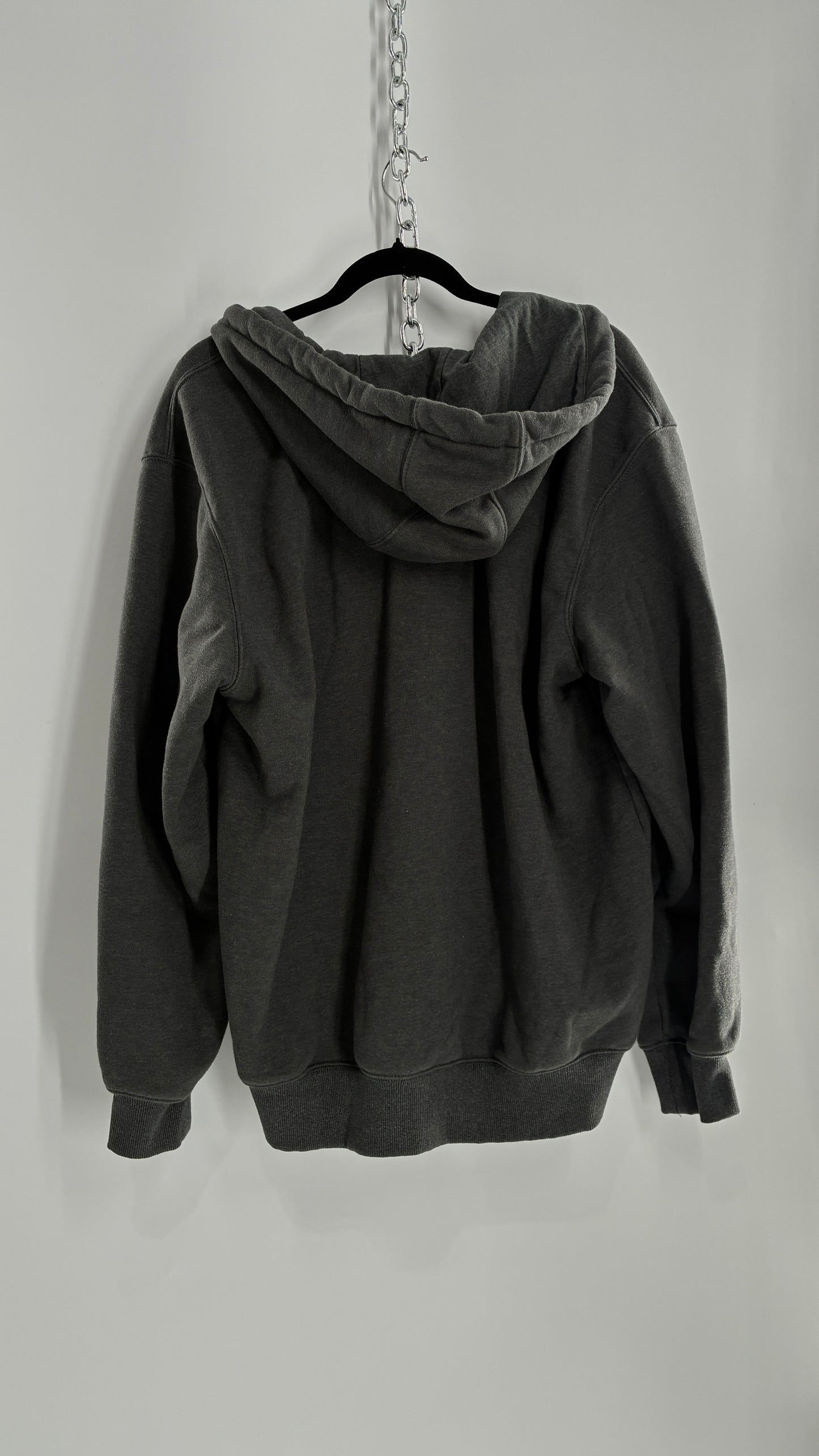 CARHARTT Rain Defender Charcoal Grey Full Zip Heavy Knit Hoodie (Large)