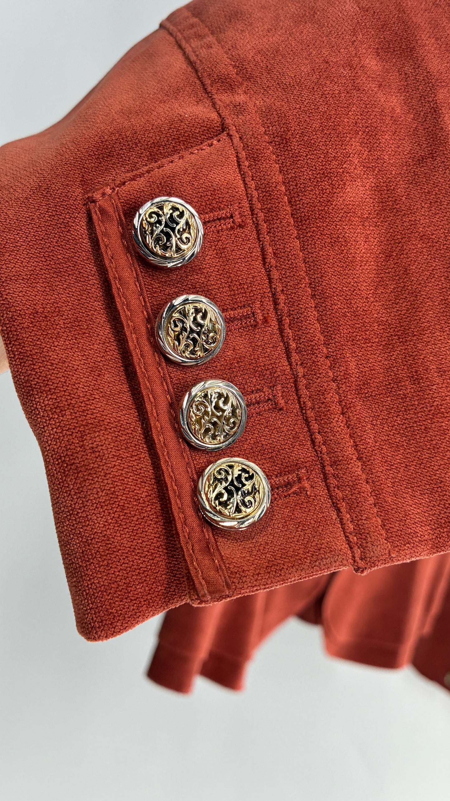 Vintage Orange Button Front Jacket (Small)