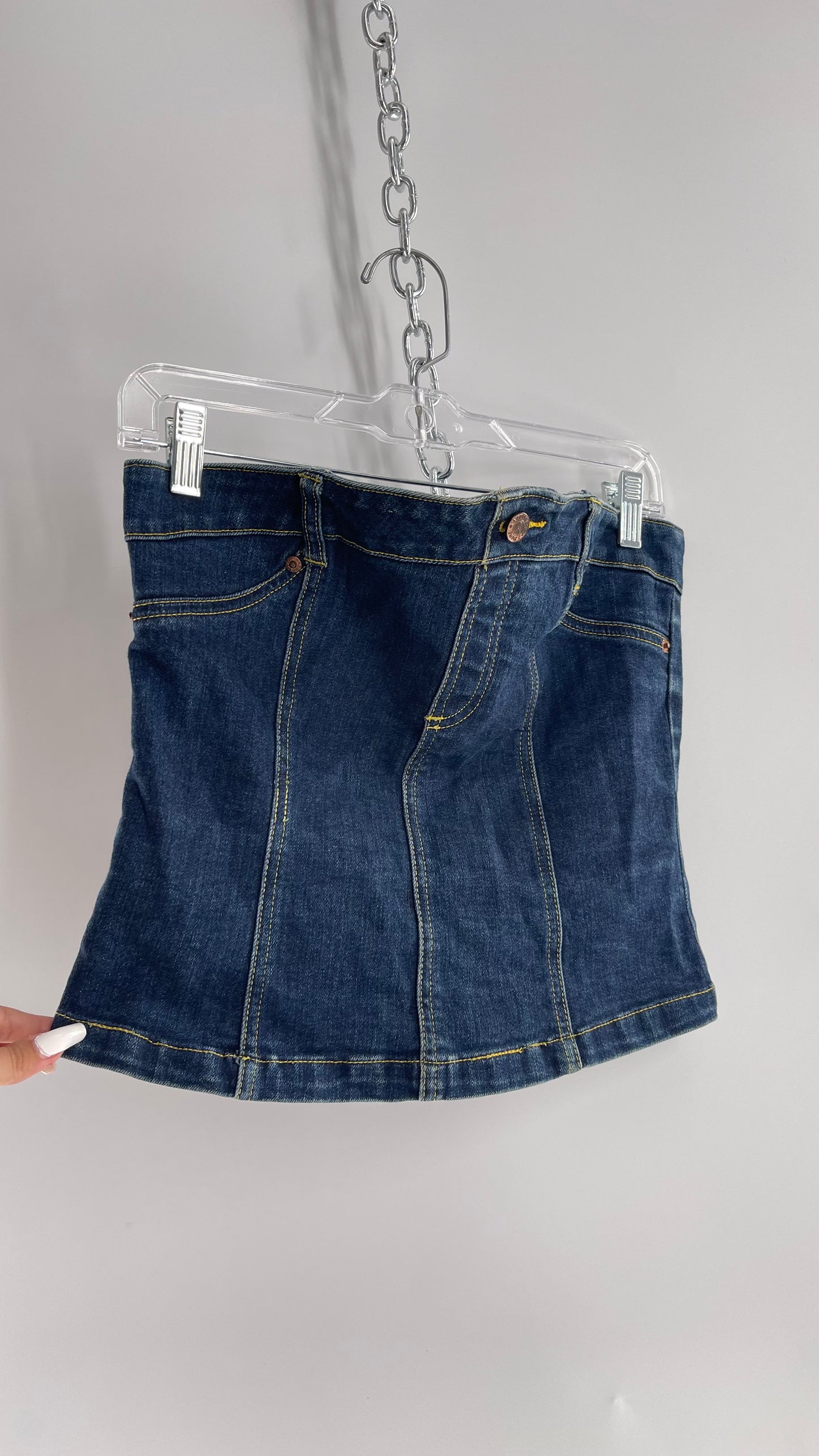 Vintage AZZURE Dark Wash Denim Corset Like Tube Top (XL)