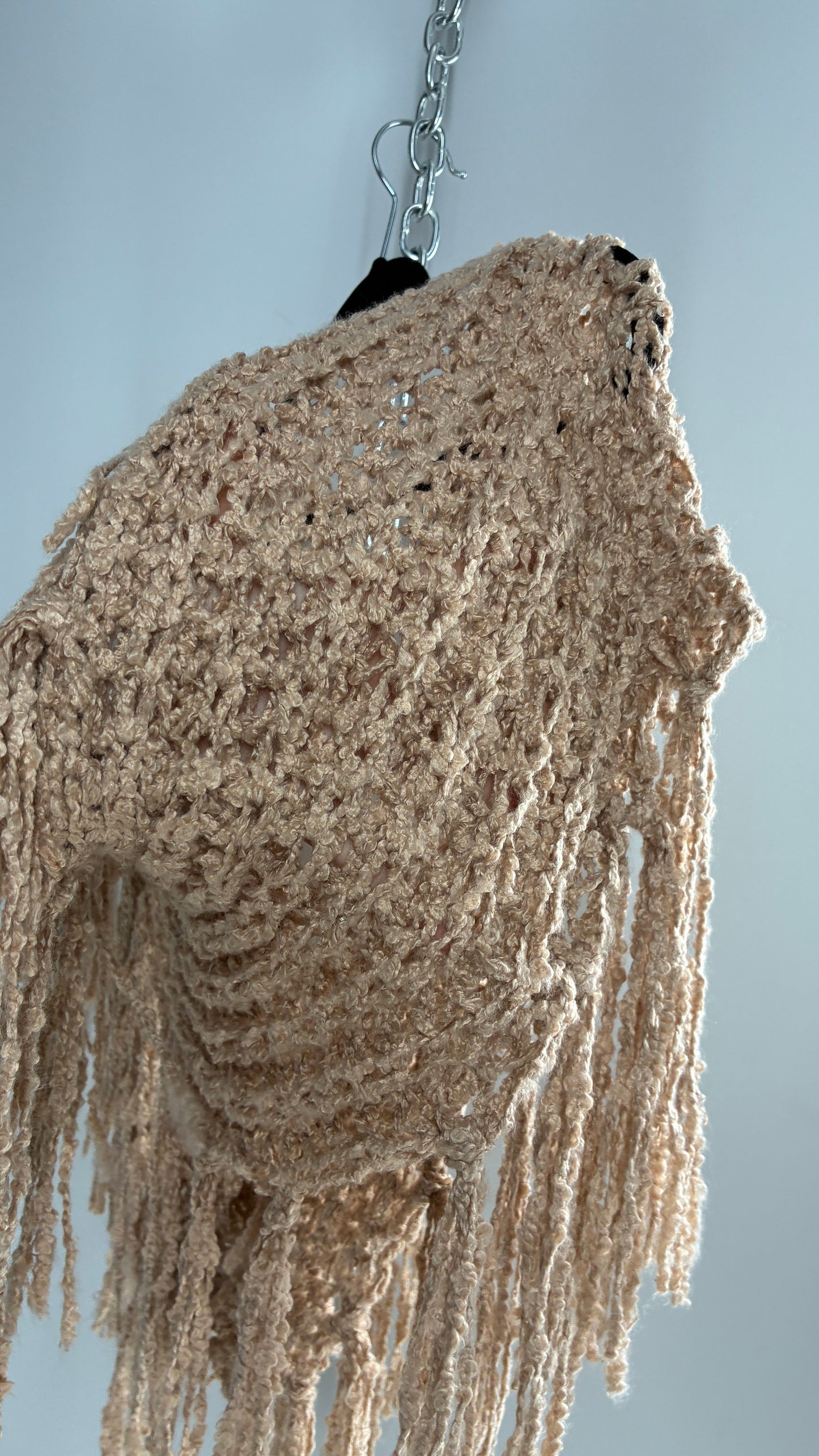 RUGGINE Beige Knit Ultra Hipster Scarf, Headscarf, Convertible Top with Tassels