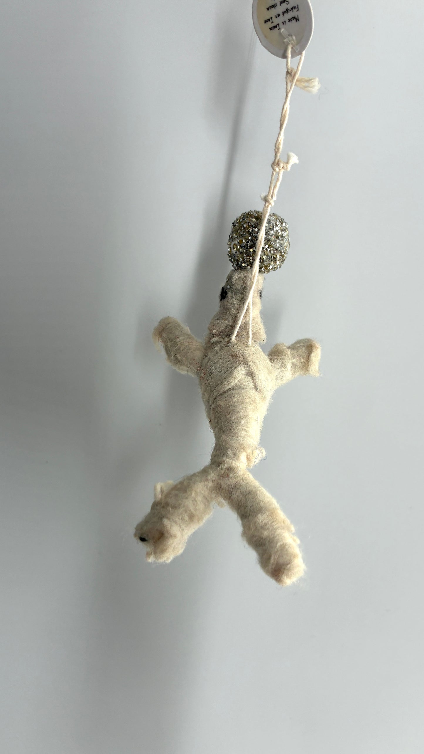 Anthropologie Handmade Yarn Seal with Glitter Ball Ornament