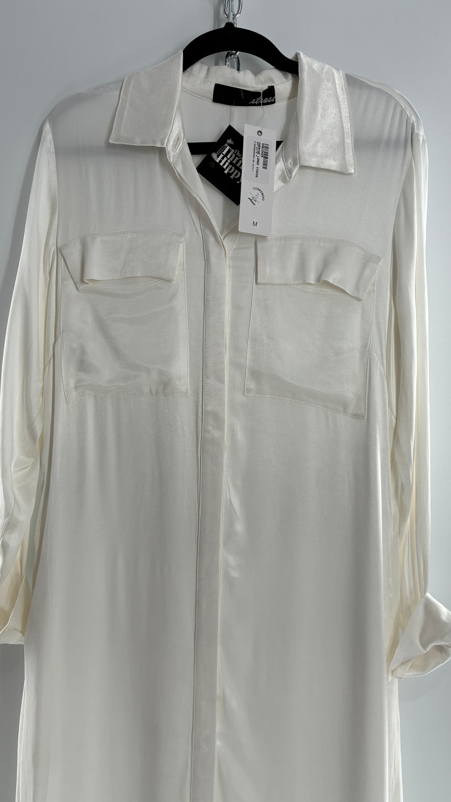 ST. BRAND BY STRASS White Button Up Style Dress with Tags Attached (Medium)