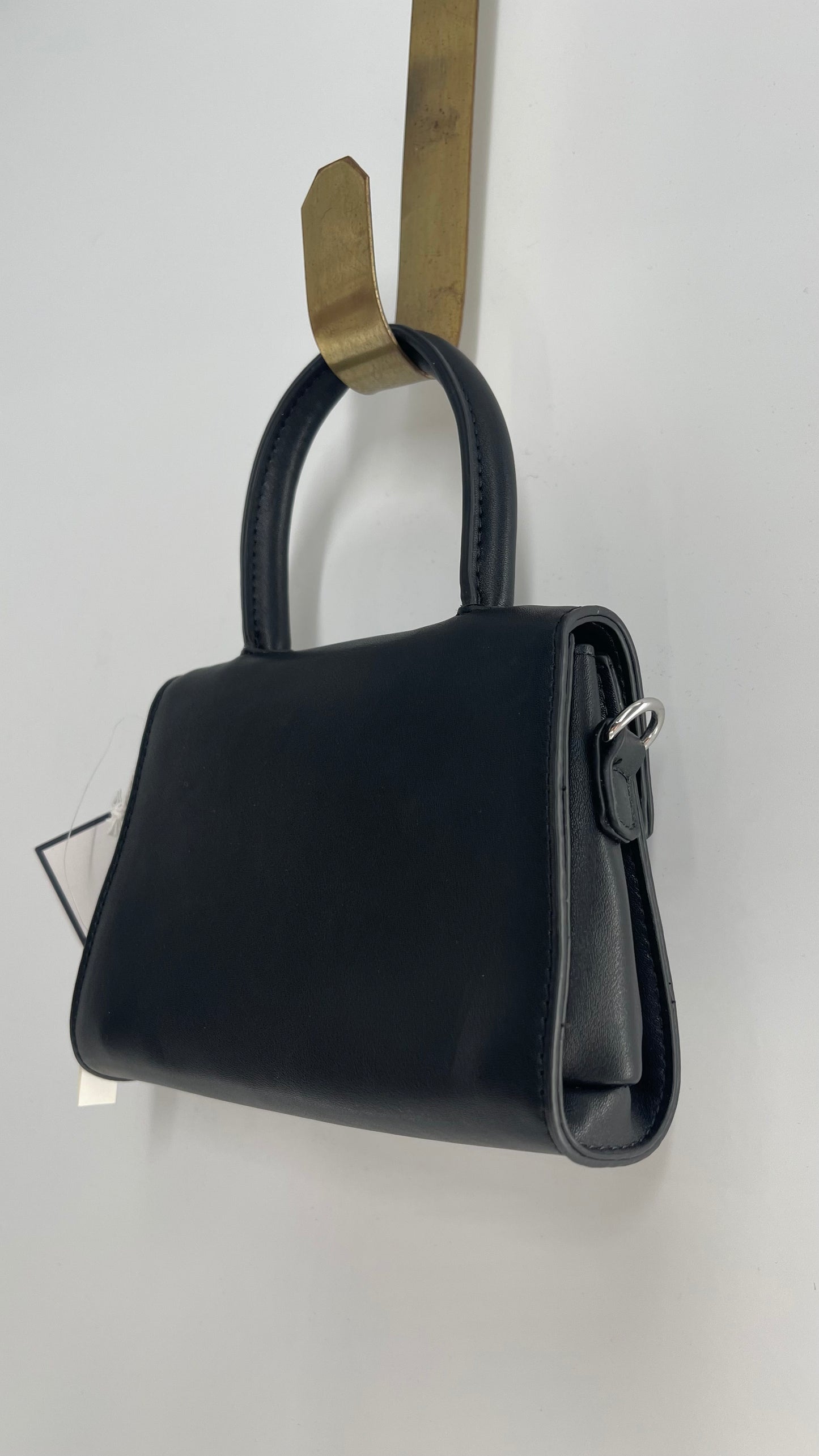 Urban Outfitters Black Vegan Leather Ultra Mini Purse with Detachable Crossbody Strap