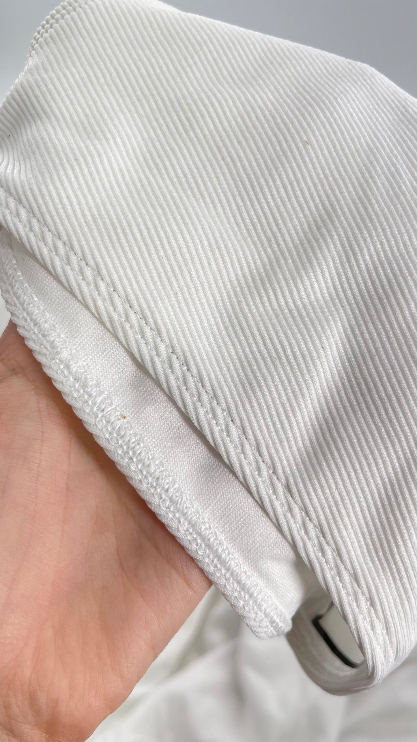 Urban Outfitters Out From Under White Ribbed High Waisted Cheeky Swim Bottoms with Braided Straps (Medium)