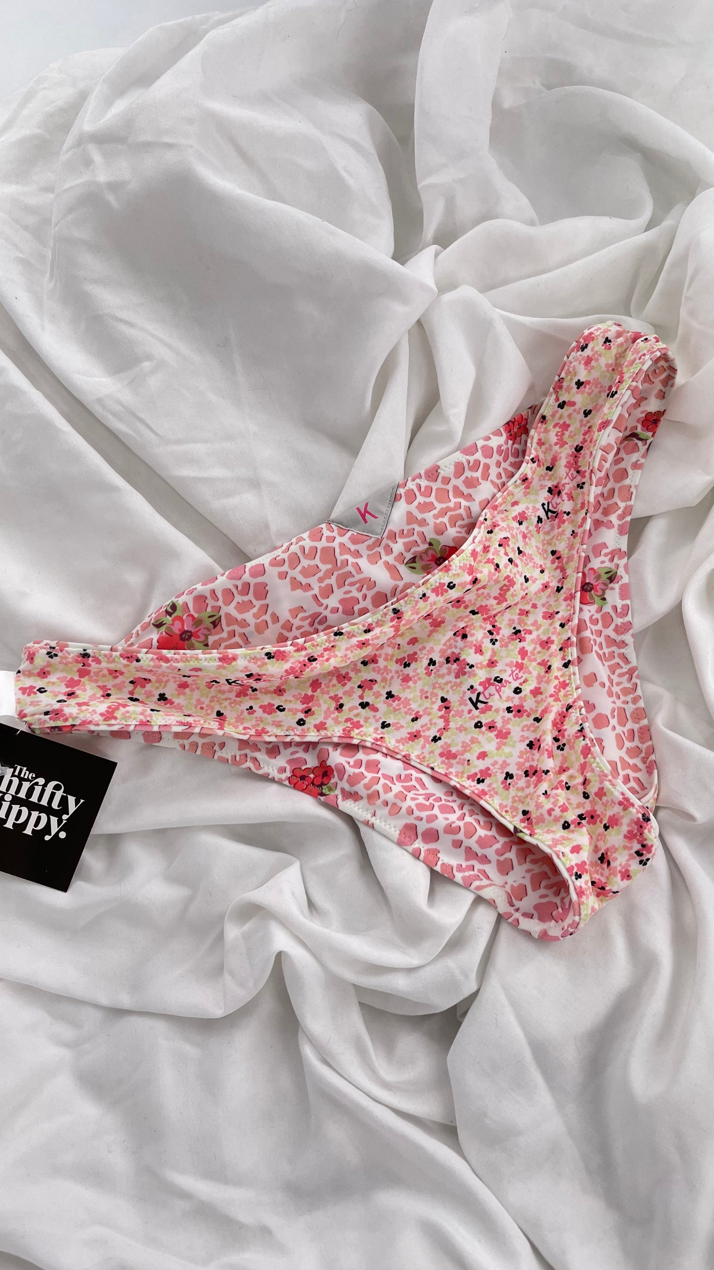 K ti per te Reversible Pink Floral Animal Print Swim Bottoms (Large)