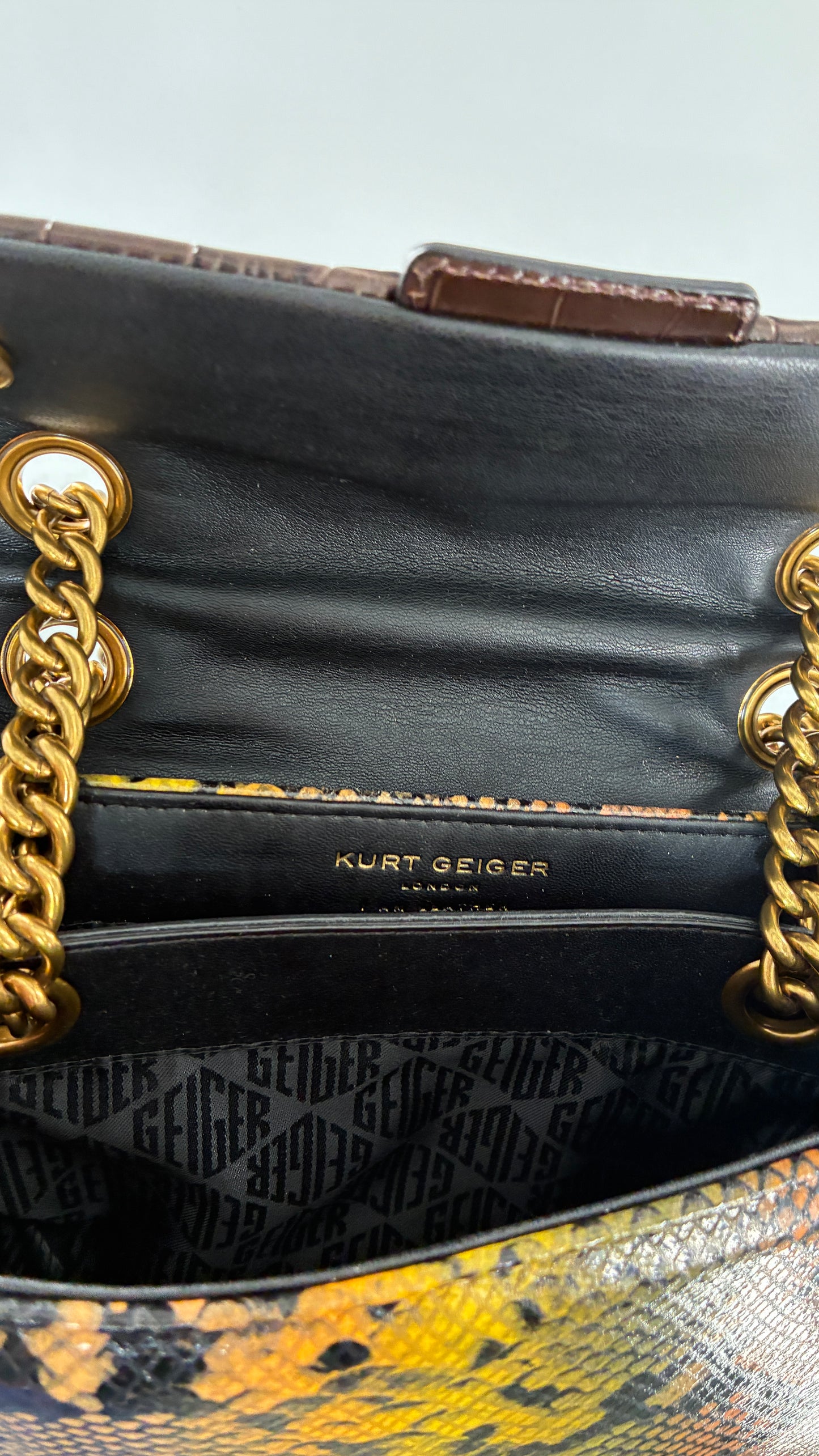 KURT GEIGER London Kensington Croc and Python Embossed Leather Crossbody Bag